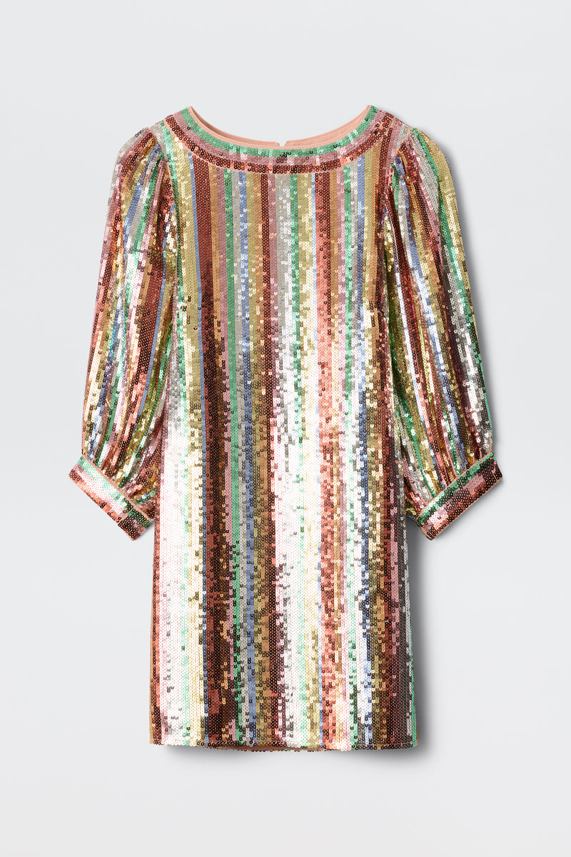 Laurie Embellished Mini Dress in Dixie Stripe Embellishment Multi | RIXO Laurie Embellished Mini Dress in Dixie Stripe Embellishment Multi | RIXO