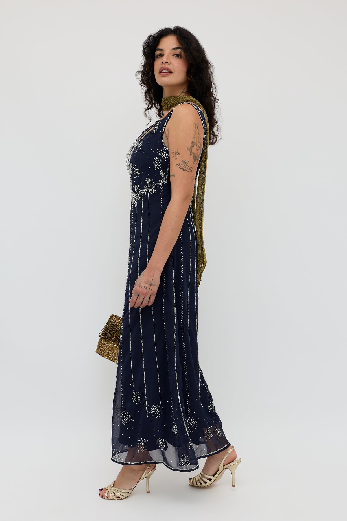Silvanna Embellished Dress in Tilda Embellishment Navy | RIXO USA Silvanna Embellished Dress in Tilda Embellishment Navy | RIXO USA