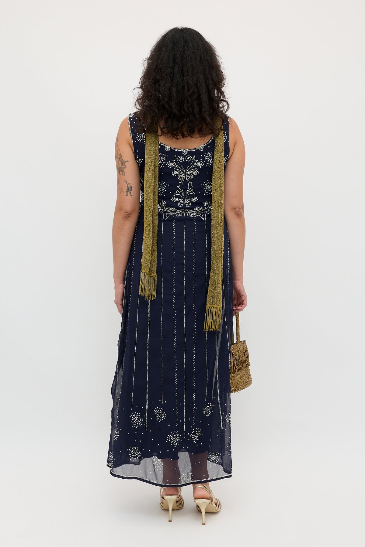 Silvanna Embellished Dress in Tilda Embellishment Navy | RIXO USA Silvanna Embellished Dress in Tilda Embellishment Navy | RIXO USA
