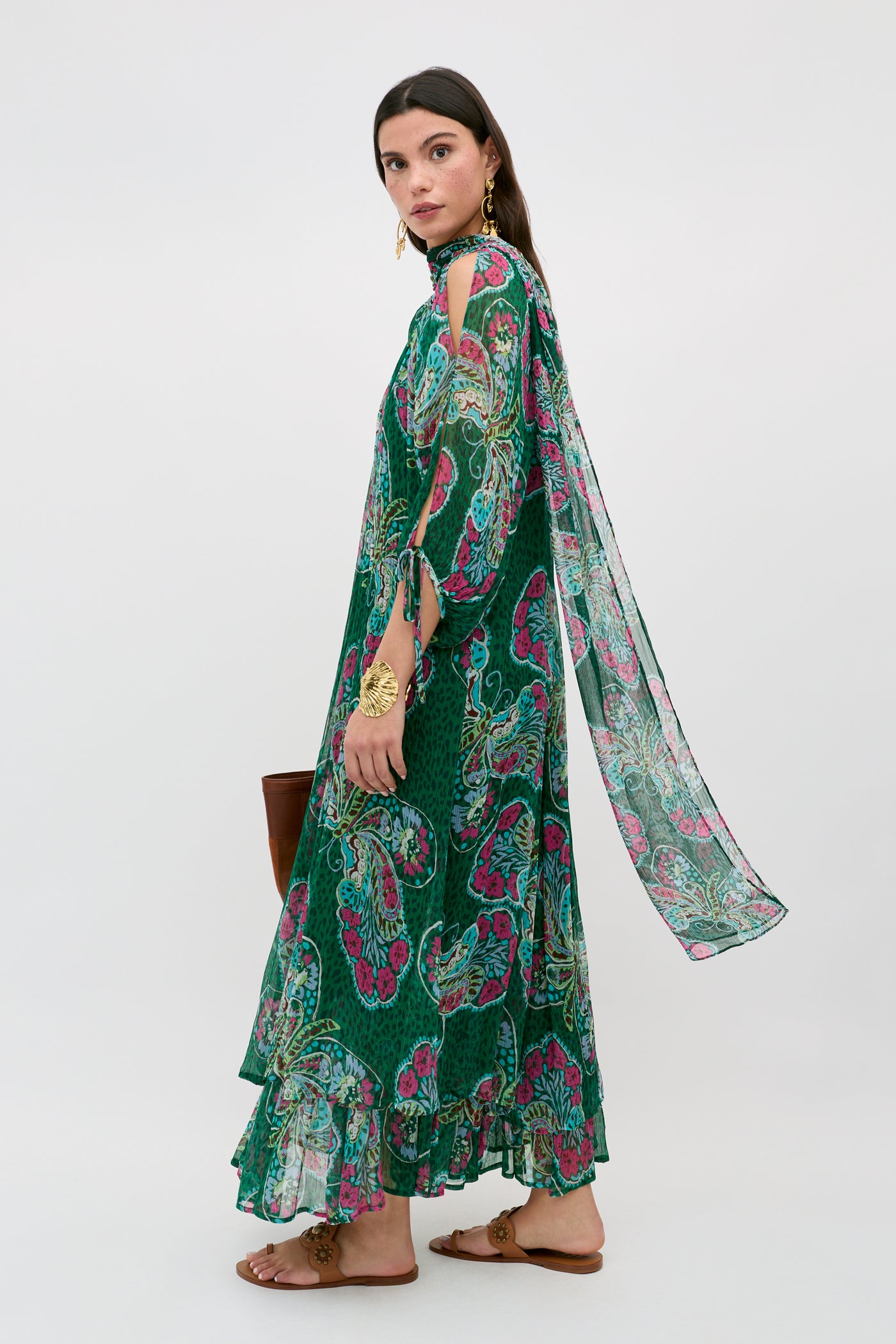RIXO Hayden Chiffon Butterfly Bloom Green RIXO Hayden Chiffon Butterfly Bloom Green