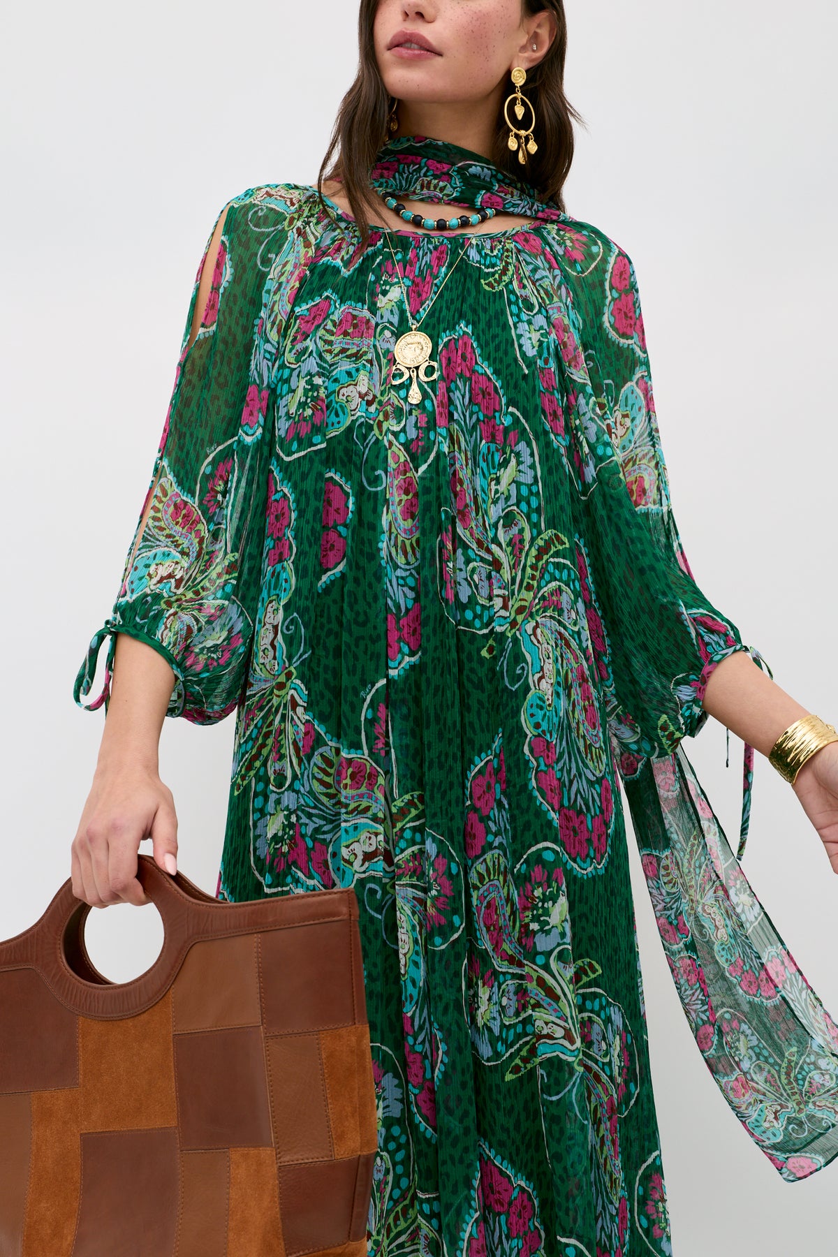 Hayden Chiffon Dress in Butterfly Bloom Green Hayden Chiffon Dress in Butterfly Bloom Green