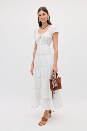 RIXO Jaclyn Cotton Midi Ivory RIXO Jaclyn Cotton Midi Ivory