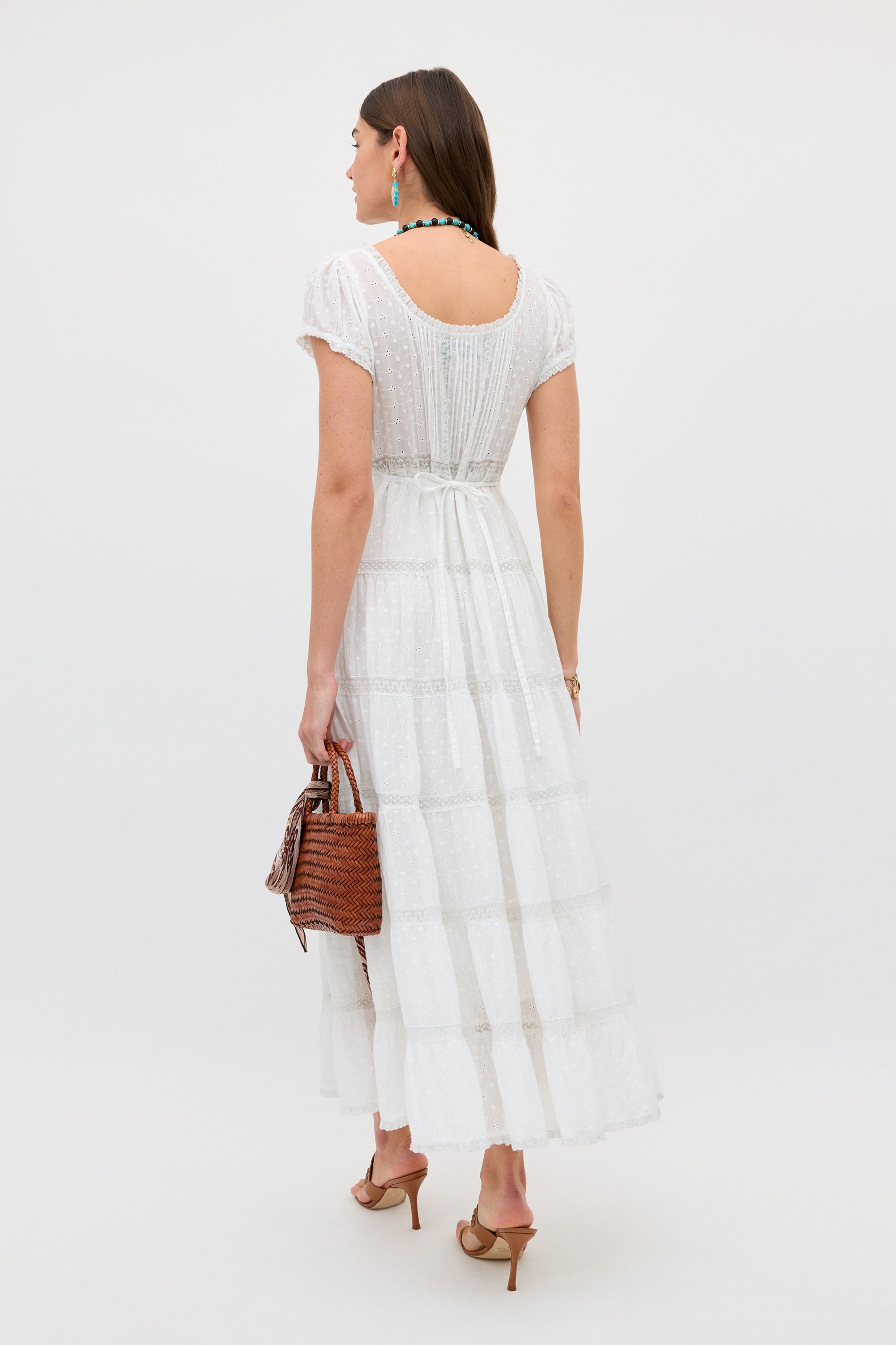 Jaclyn Cotton Midi Dress in White Ivory | RIXO USA ⋆