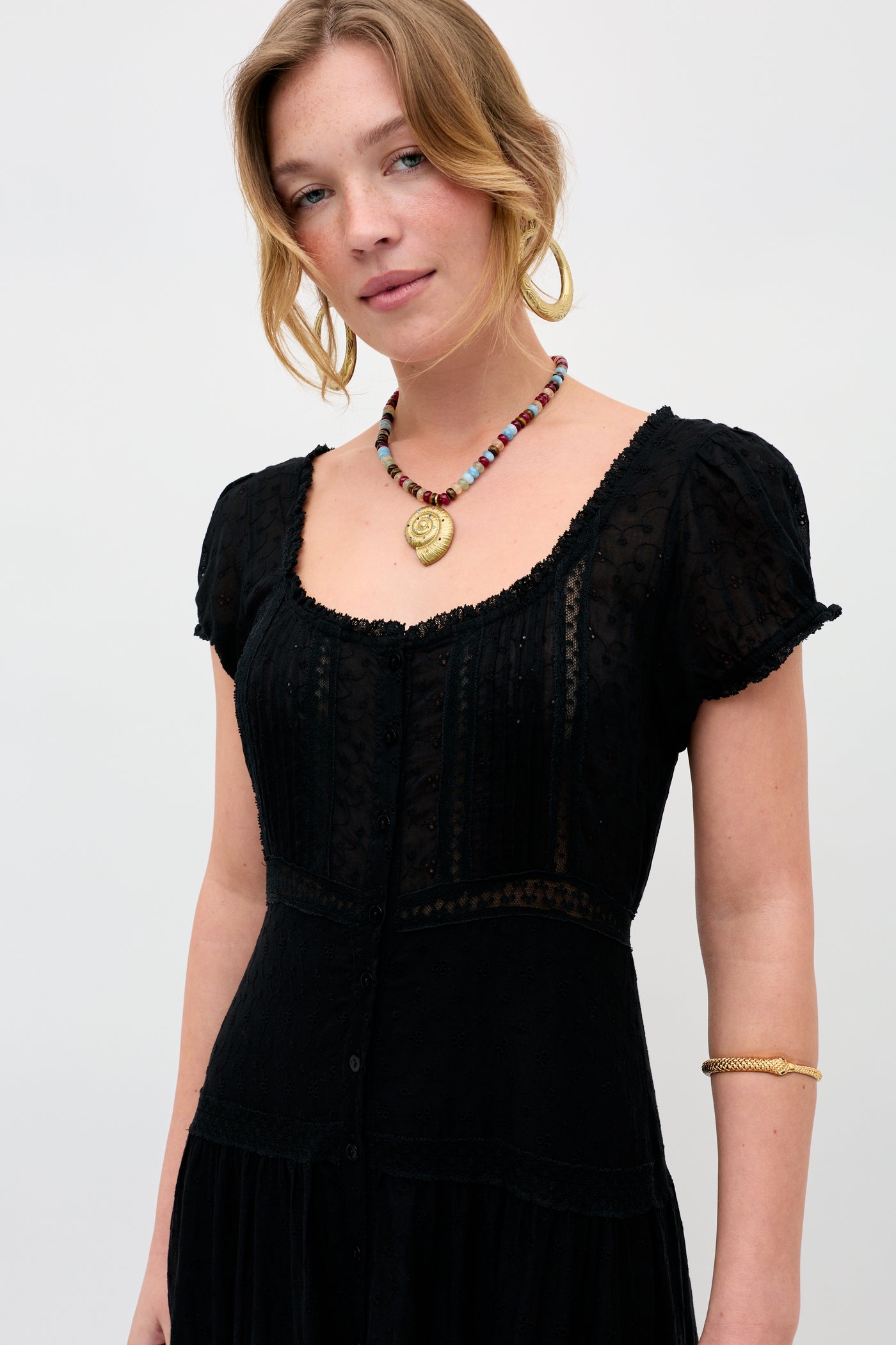 Jaclyn Cotton Midi Dress in Black