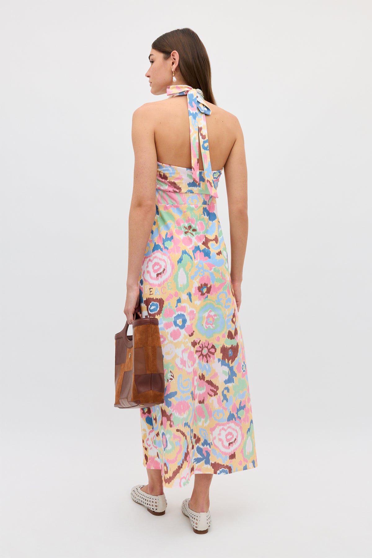 Ilyana Jersey Midi Dress in Ikat Bloom Yellow | RIXO USA Ilyana Jersey Midi Dress in Ikat Bloom Yellow | RIXO USA