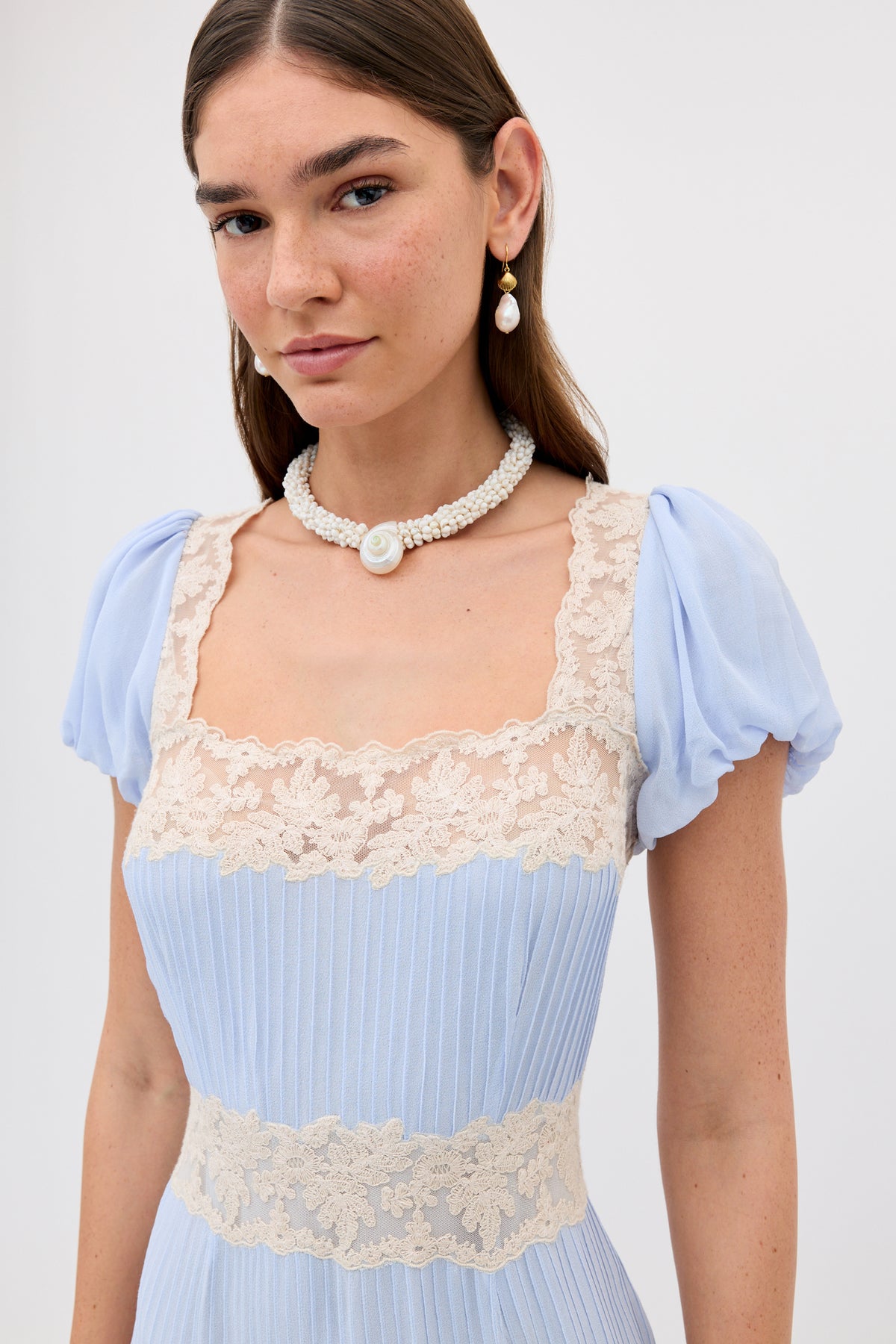 RIXO Marjorie Georgette Midi Vintage Blue RIXO Marjorie Georgette Midi Vintage Blue