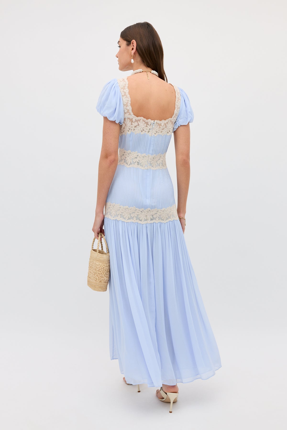 Marjorie Georgette Midi Dress in Vintage Blue | RIXO Marjorie Georgette Midi Dress in Vintage Blue | RIXO