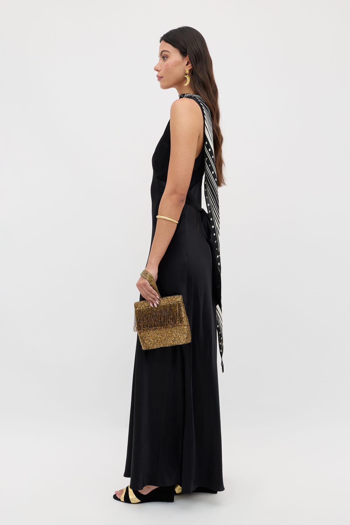 black dress with gold jewelry Evalise Satin Maxi in Color:White letters Men's 100% Merino Wool ROBE The luxurious black and