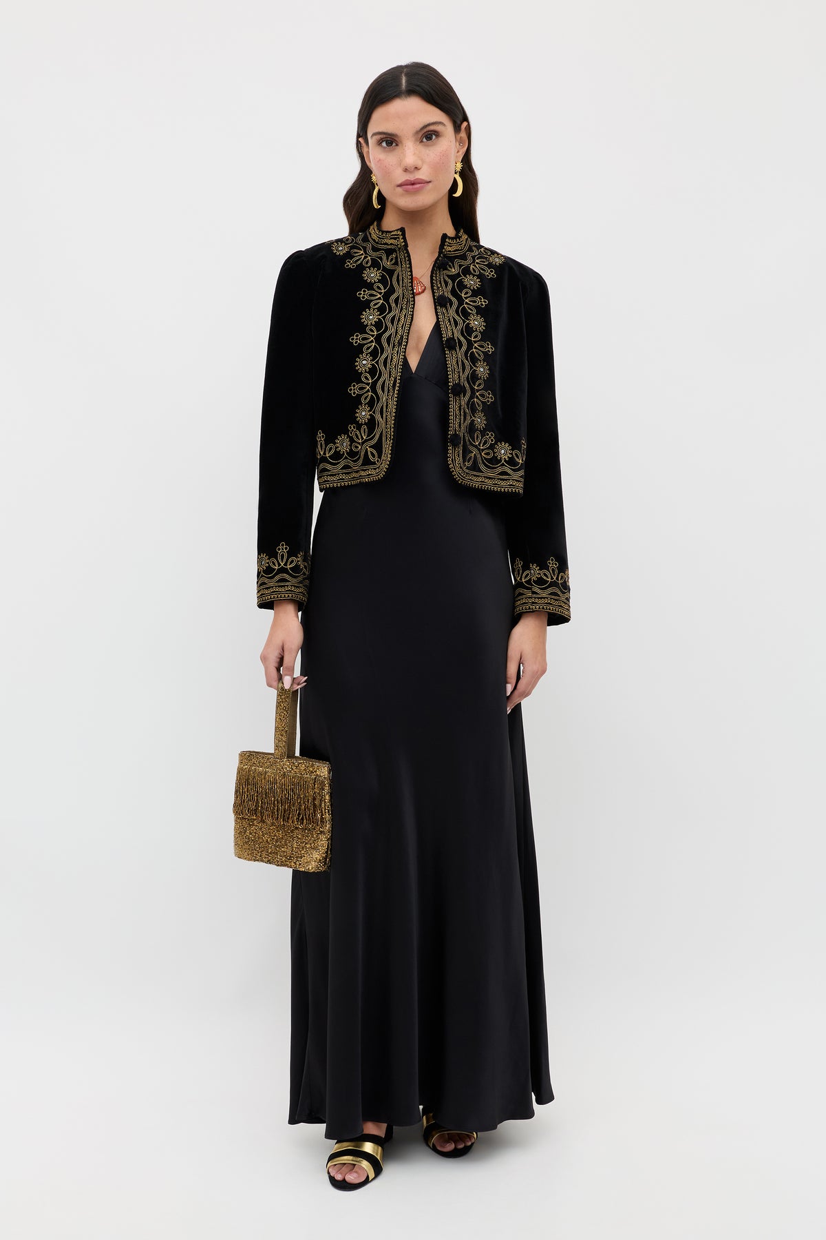 Evalise Satin Maxi Dress in Black | RIXO USA Evalise Satin Maxi Dress in Black | RIXO USA