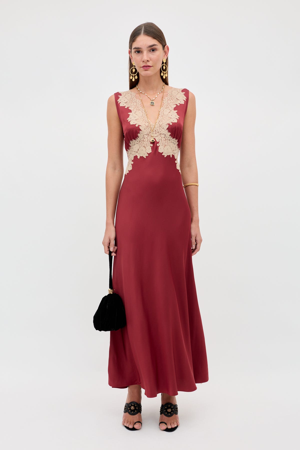 Lysandra Satin Dress in Red Rose