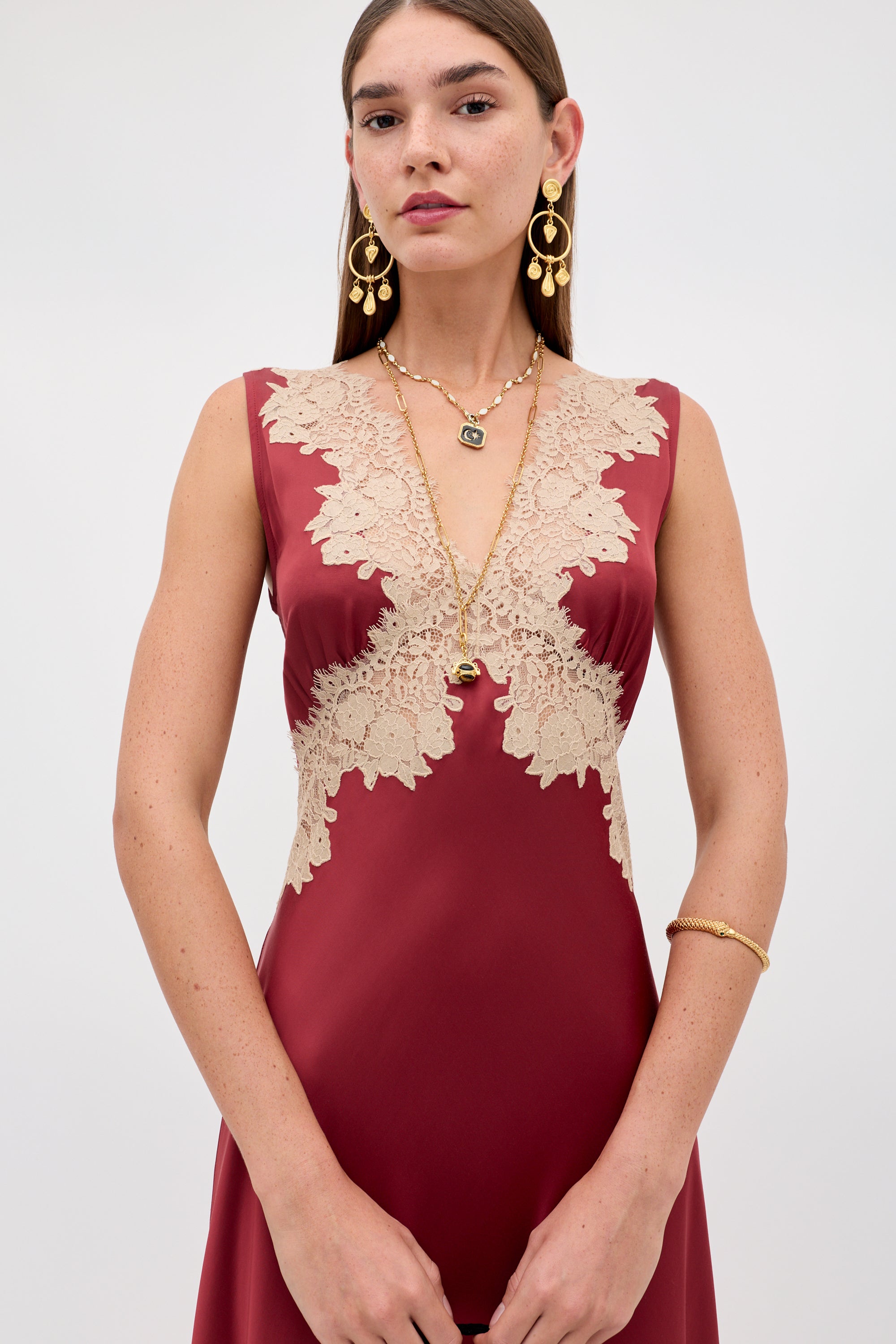 Lysandra Satin Dress in Red Rose | RIXO USA ⋆