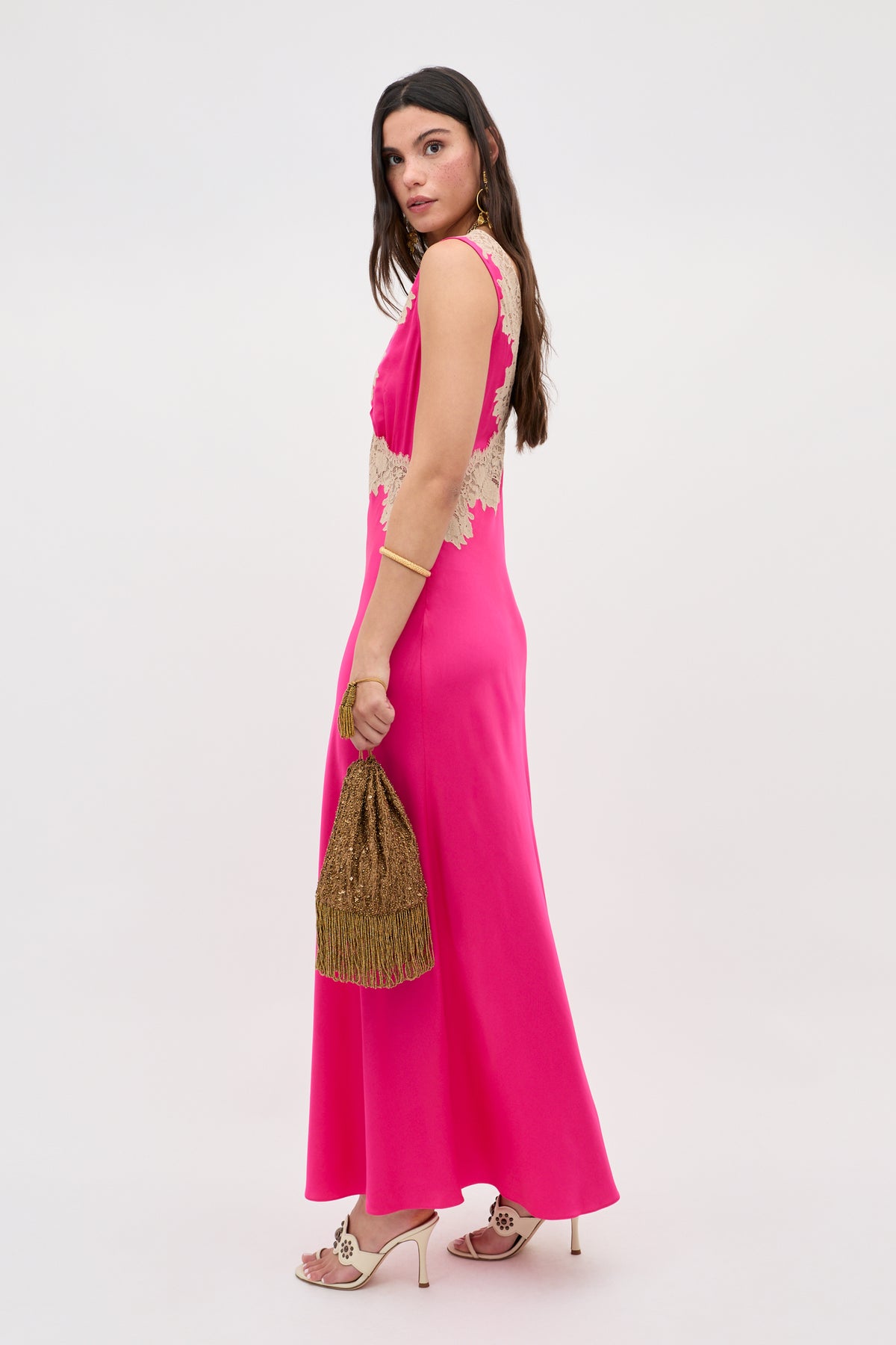 Lysandra Satin Maxi Dress in Pink Cerise | RIXO USA Lysandra Satin Maxi Dress in Pink Cerise | RIXO USA