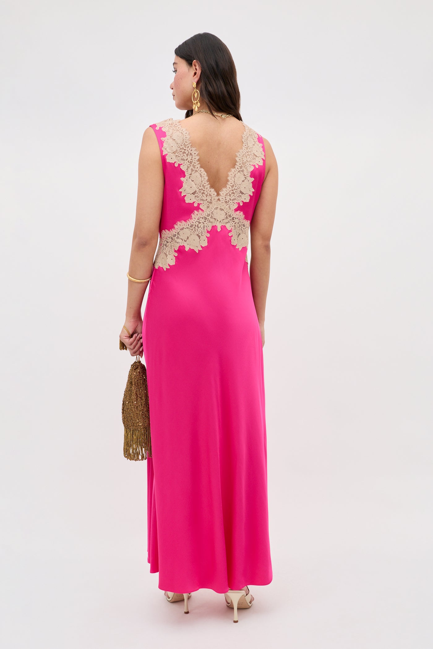 Lysandra Satin Maxi Dress in Pink Cerise | RIXO USA Lysandra Satin Maxi Dress in Pink Cerise | RIXO USA