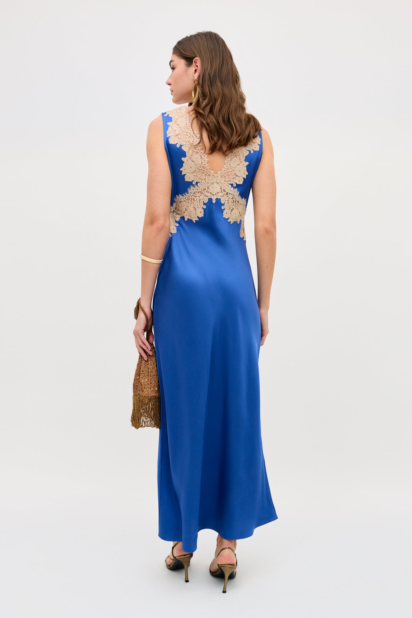 Lysandra Satin Midi Dress in Iris Blue