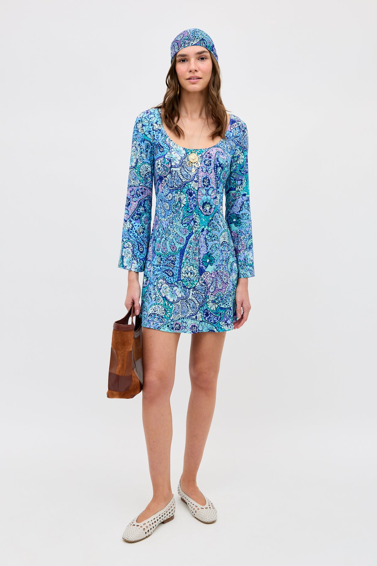 Dulce Mini Dress in Paisley Floral Blue