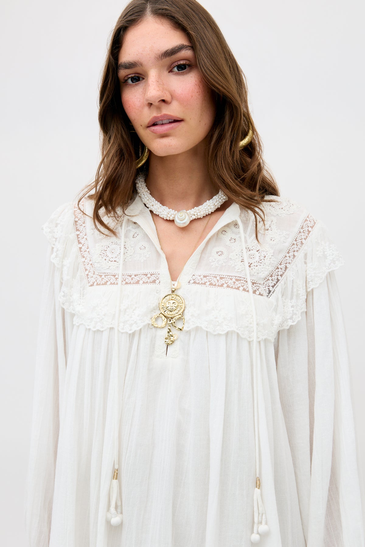 inez mini dress Inez Cotton Mini Dress in White Lilly Embroidery Ivory