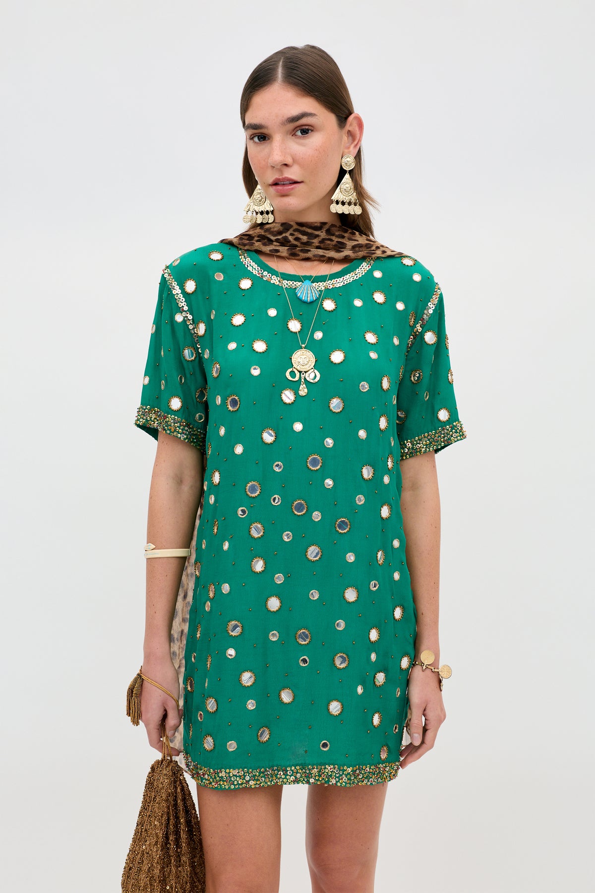 RIXO Cruz Embellished Mini Lume Embellishment Dark Green RIXO Cruz Embellished Mini Lume Embellishment Dark Green