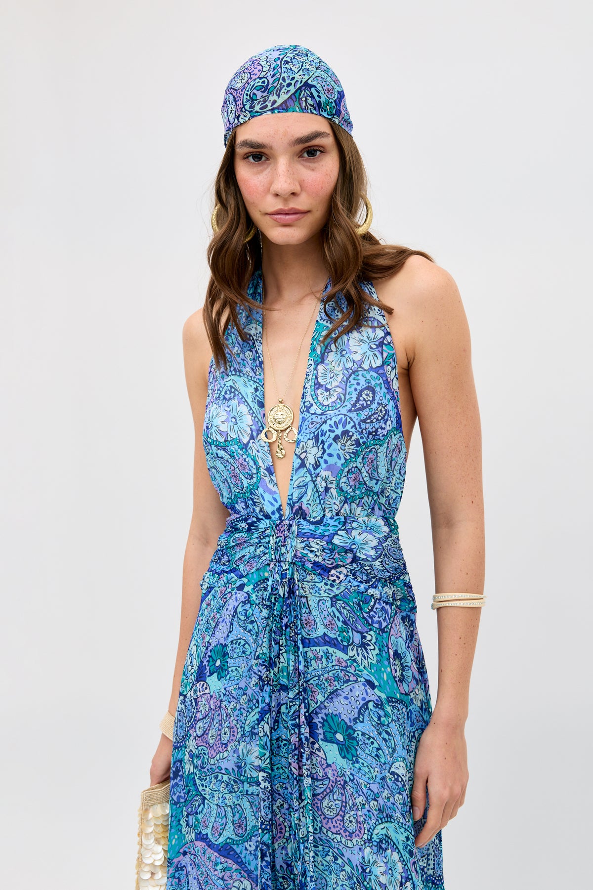 Alaina Chiffon Dress in Paisley Floral Blue | RIXO Europe Alaina Chiffon Dress in Paisley Floral Blue | RIXO Europe