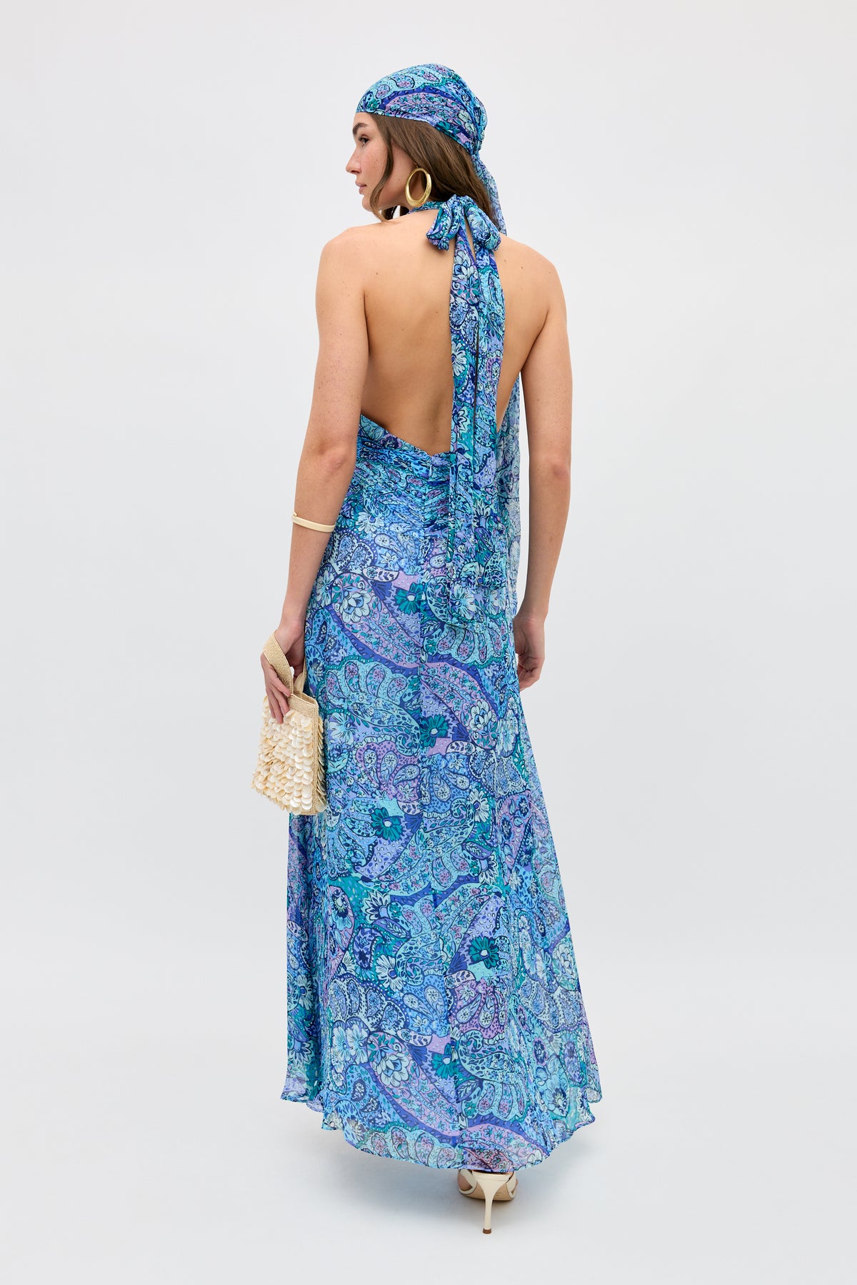 blue paisley halter dress CUPSHE Women's Halter Neck Boho Midi Dress Summer Sleeveless Floral Long Sundress Cutout Waist Flowy Beach Vacation Dress Black Paisley, XS at Amazon Women's Clothing store