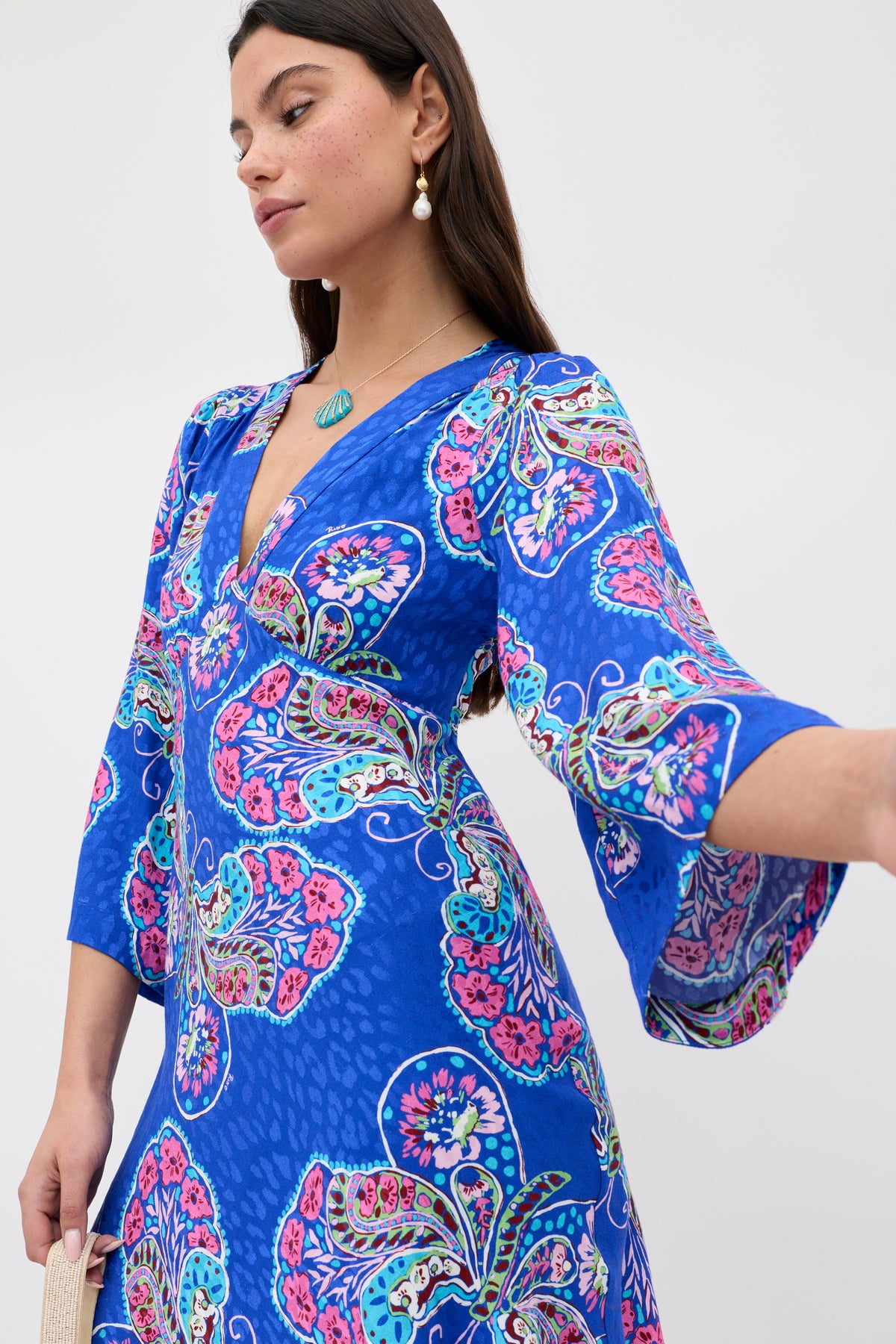 Margaux Satin Jacquard Mini Dress in Butterfly Bloom Jacquard Blue | RIXO USA Margaux Satin Jacquard Mini Dress in Butterfly Bloom Jacquard Blue | RIXO USA