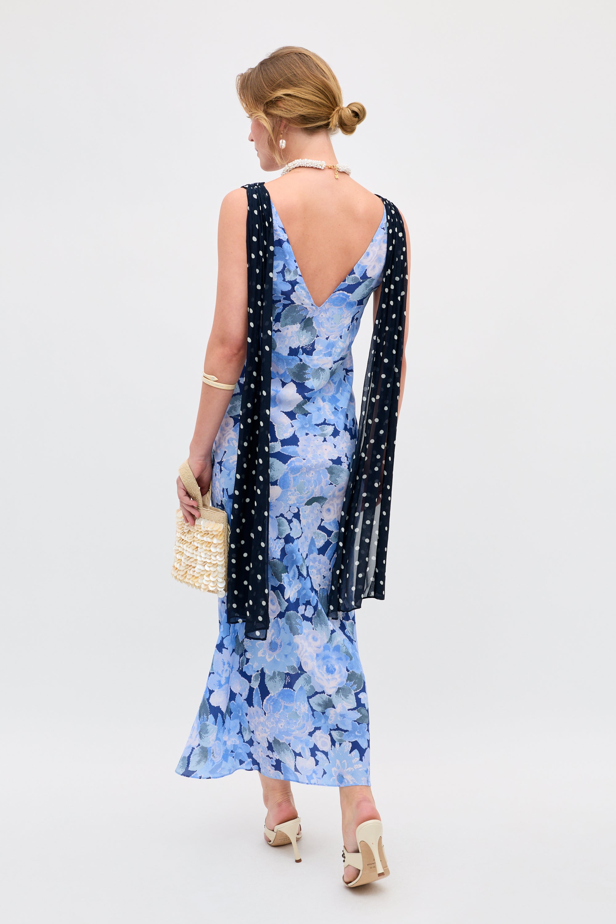Roux Silk Midi Dress in Chelsea Dot Mix Blue | RIXO USA ⋆