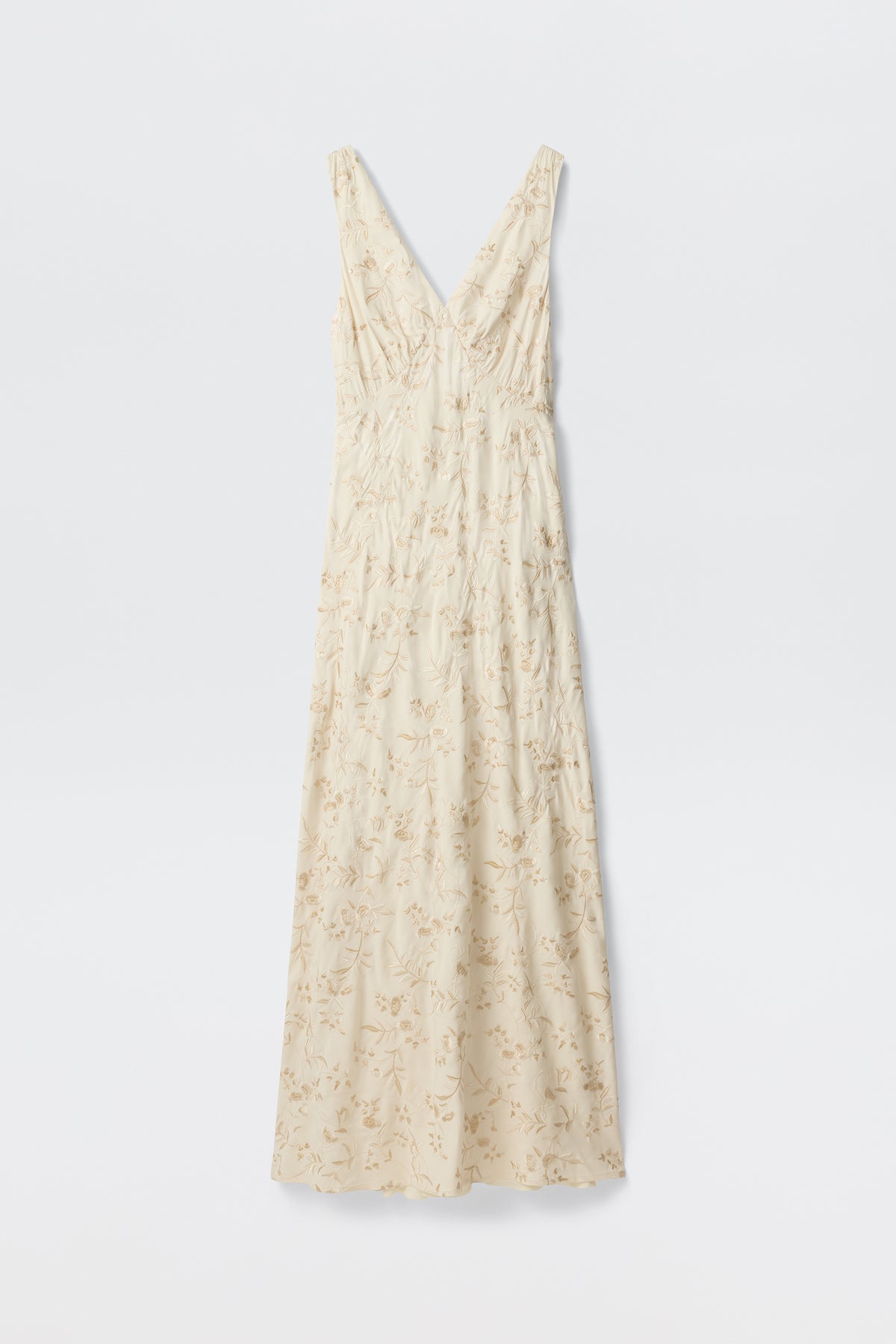 Fawn Embroidered Midi Dress in Ivory Botanical Embroidery Pearl | RIXO USA Fawn Embroidered Midi Dress in Ivory Botanical Embroidery Pearl | RIXO USA