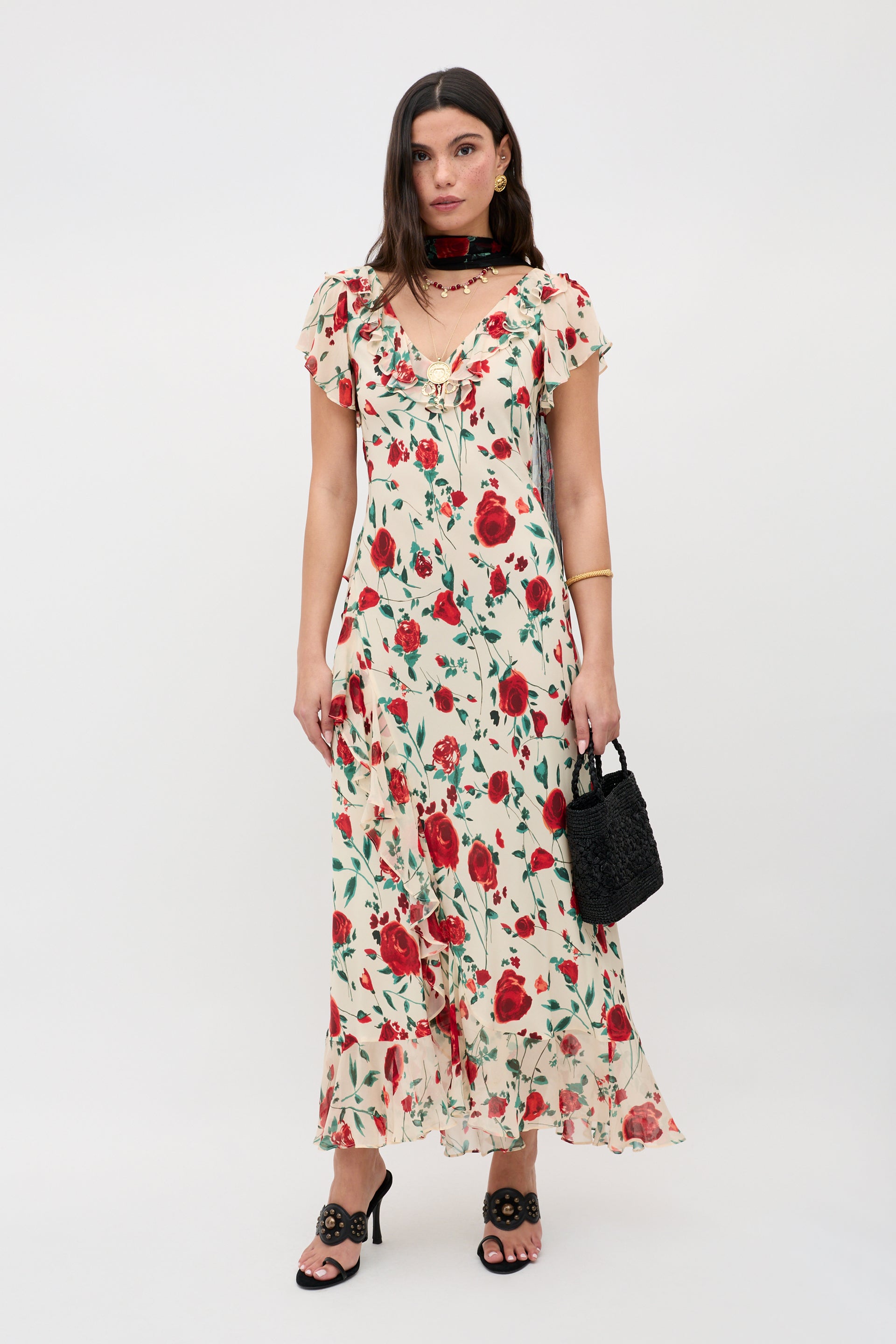 summer & rose karoo gauzy midi dress Garden Party Waltz Midi Dress- Rose Pink