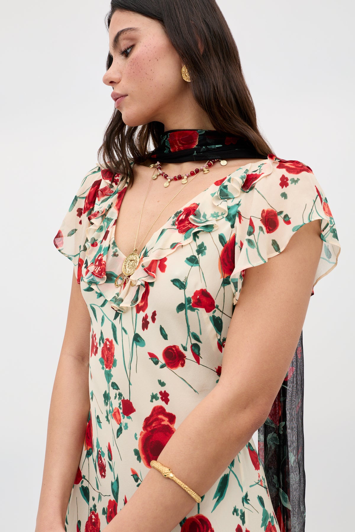 cream dress near me Meadow Silk Midi Dress in Claudia Rose Cream