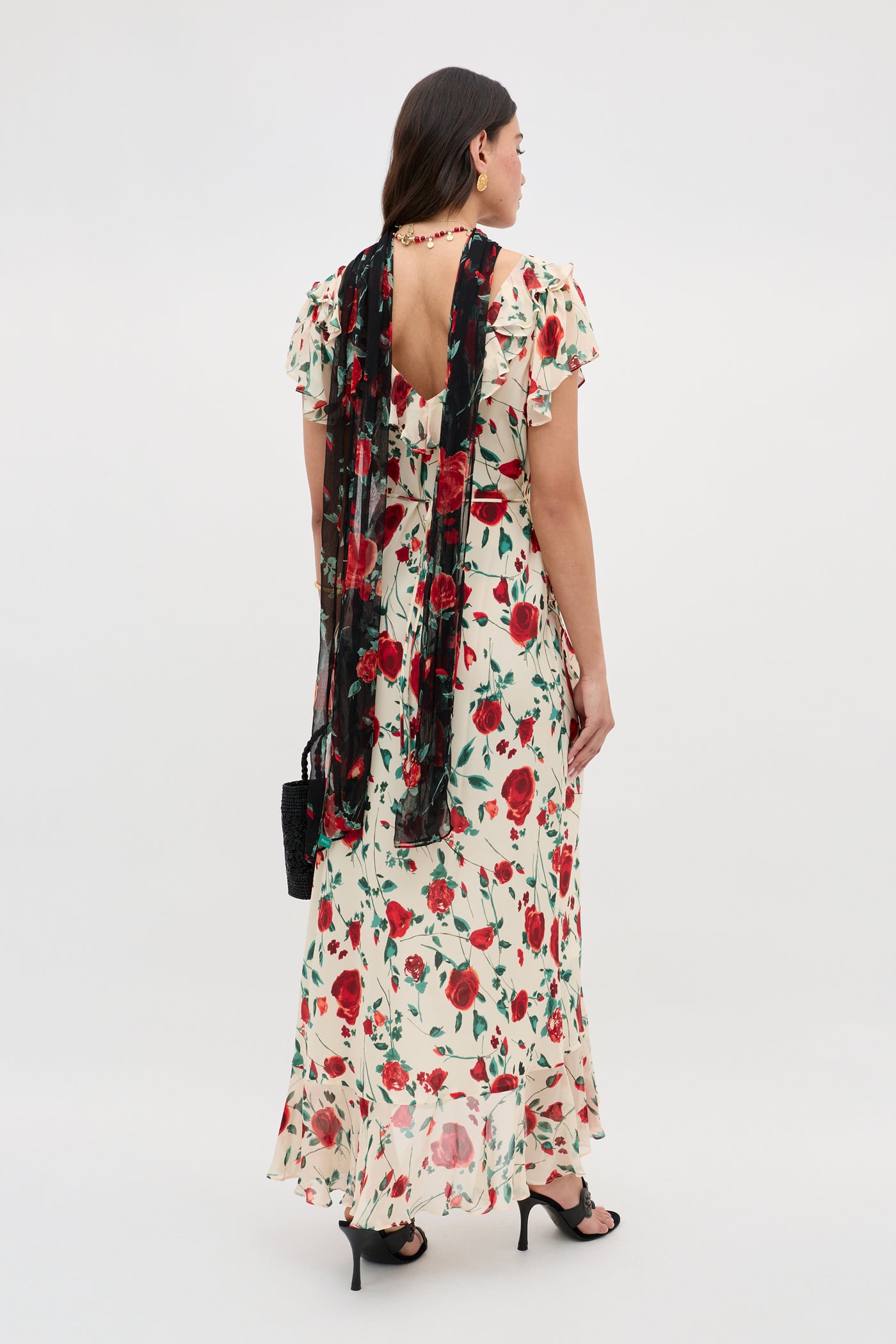 Meadow Silk Midi Dress in Claudia Rose Cream