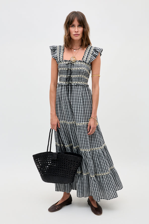 brown and black check dress Check Print Button Through Midi Dress Brown
