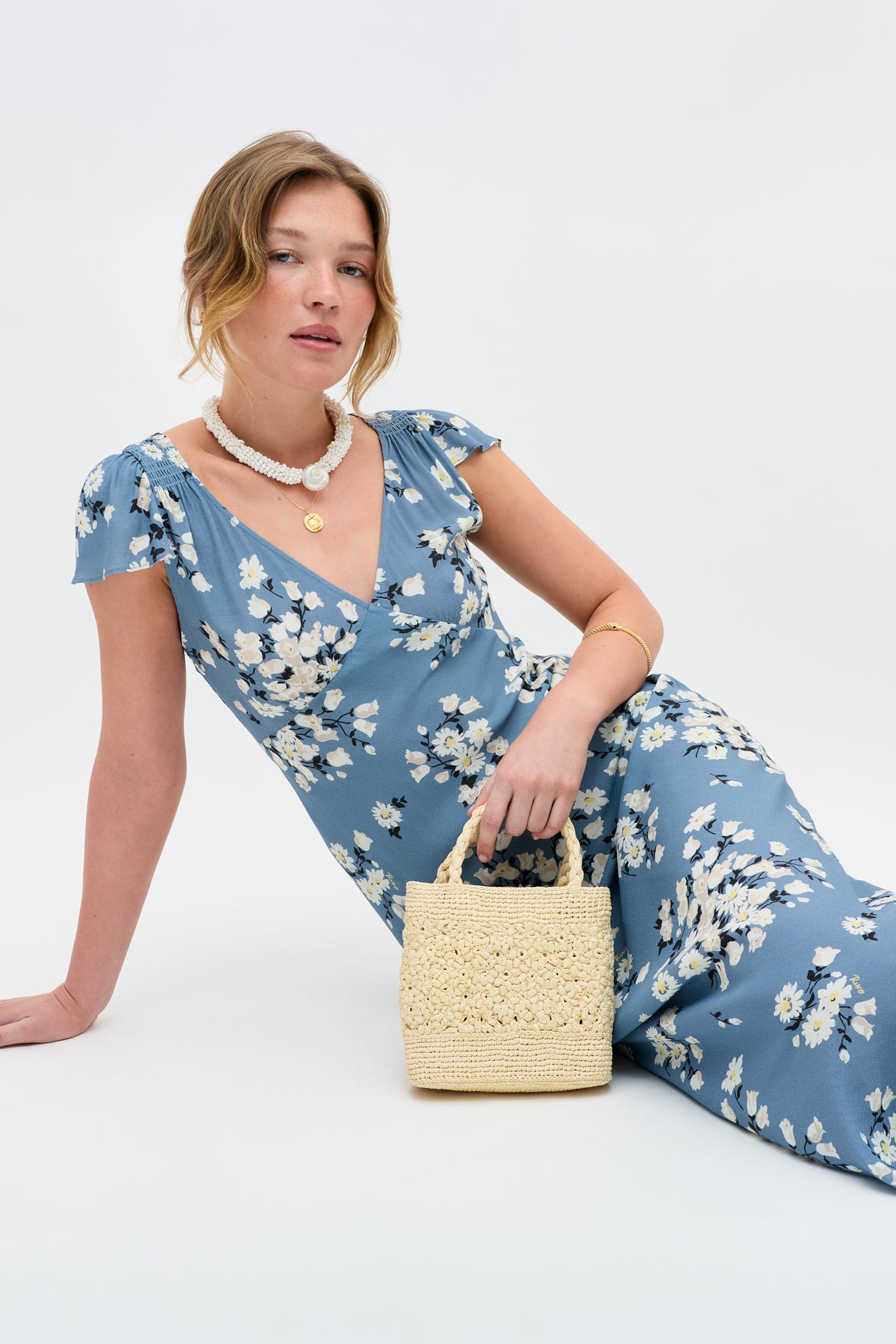 Cathy Midi Dress in Amelia Bouquet Blue | RIXO USA Cathy Midi Dress in Amelia Bouquet Blue | RIXO USA