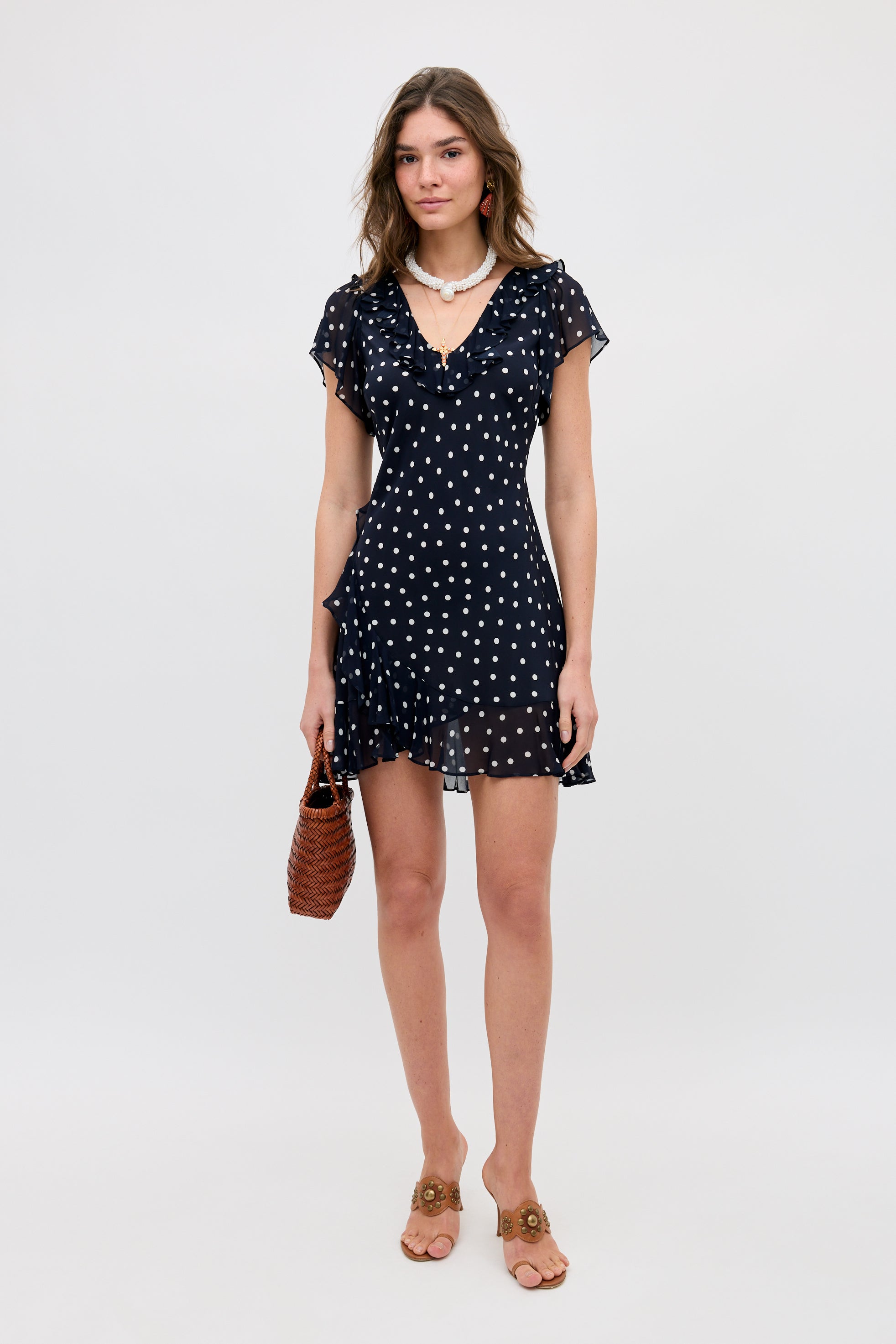 Tally Silk Mini Dress in Layla Dot Navy | RIXO USA ⋆