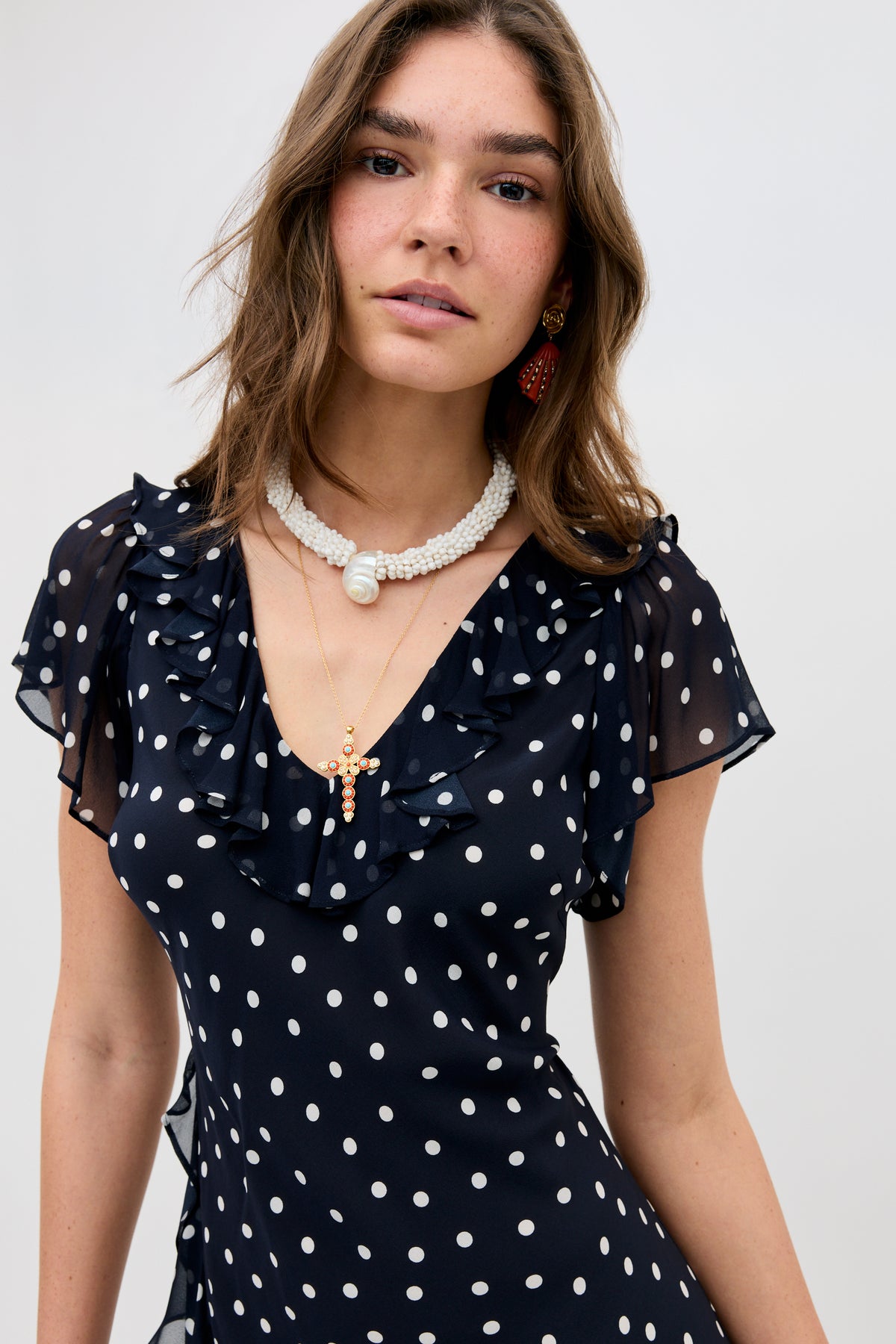 de la vali gracia polka-dot silk-chiffon mini dress De La Vali Gracia Polka-Dot Silk-Chiffon Mini Dress