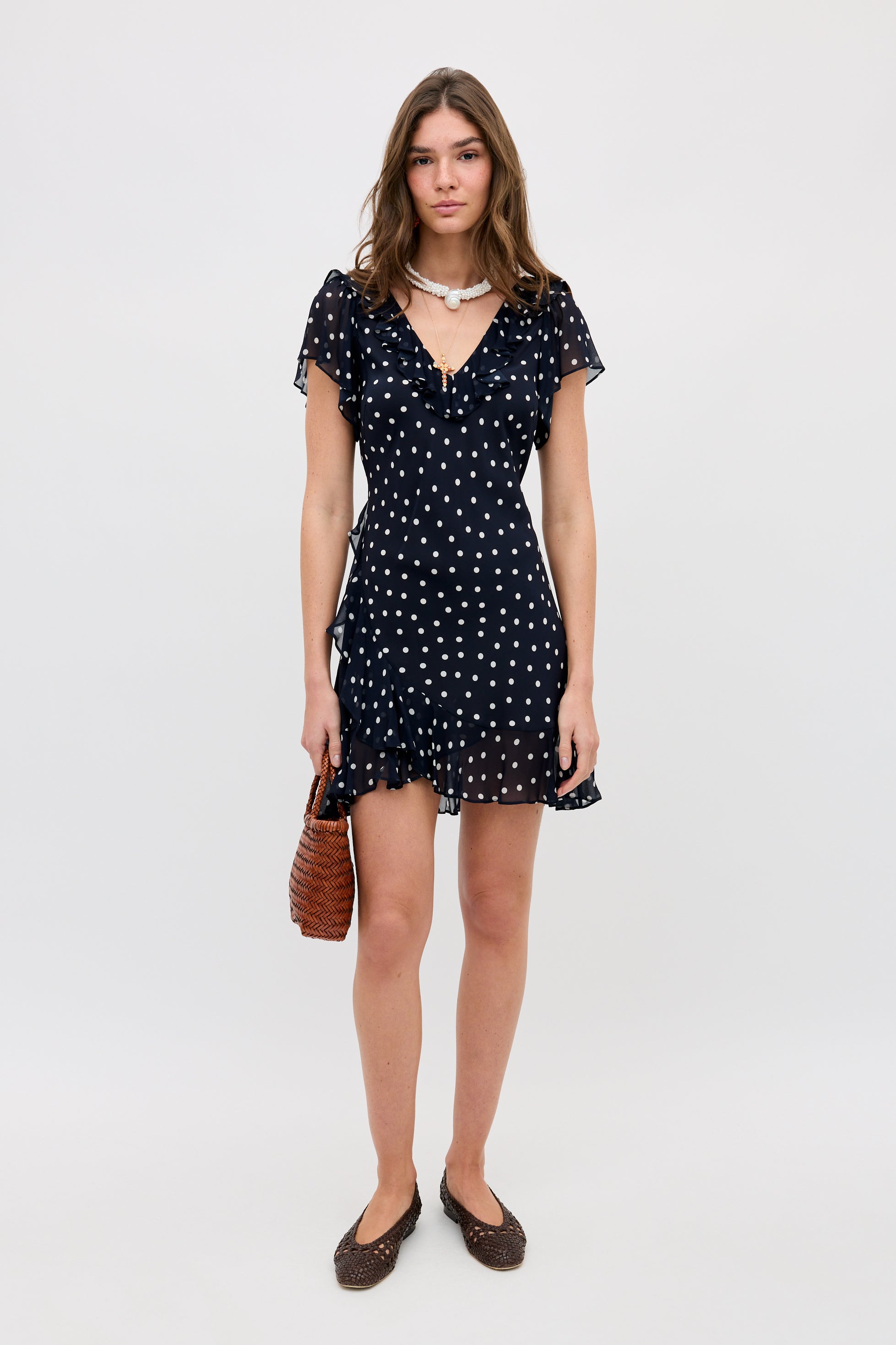 Tally Silk Mini Dress in Layla Dot Navy | RIXO USA ⋆