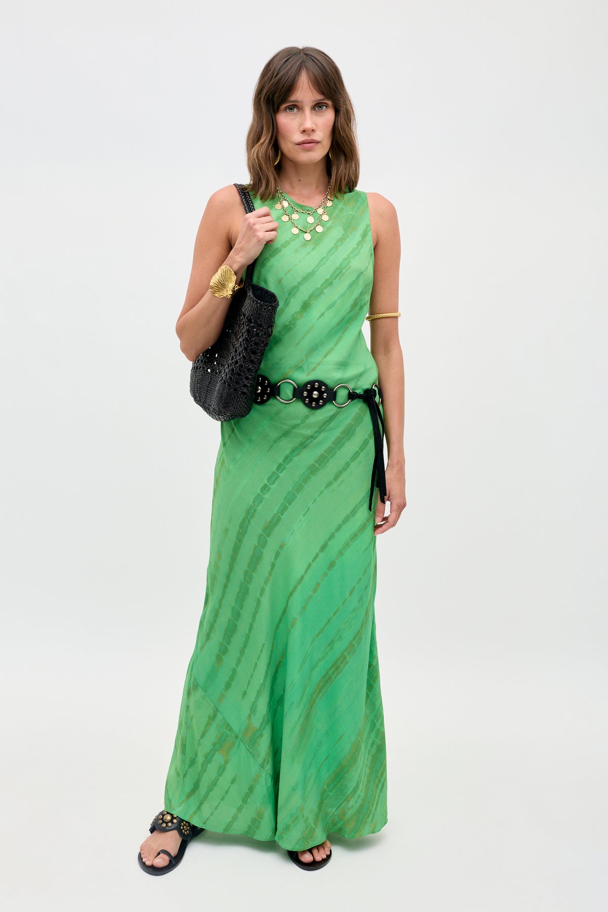 altuzarra green tie dye dress Altuzarra Pelopenese Tie-Dye V-Neck Midi Dress