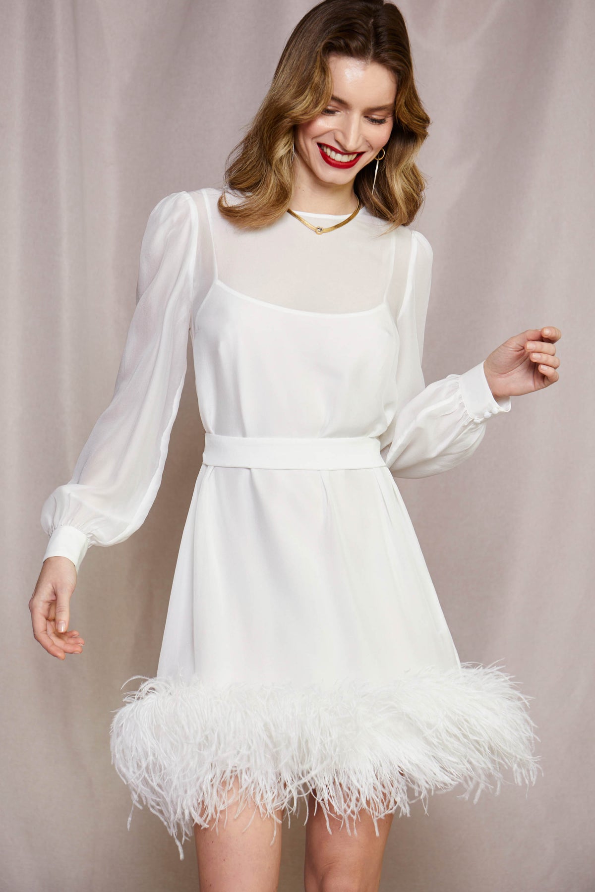 Letty Silk Mini Dress in Ivory | RIXO USA Letty Silk Mini Dress in Ivory | RIXO USA