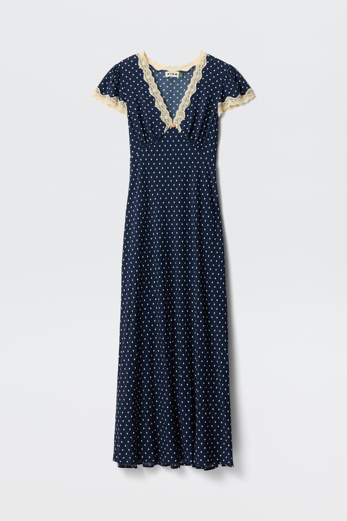 Clarice Midi Dress in Polka Dot Navy | RIXO USA Clarice Midi Dress in Polka Dot Navy | RIXO USA