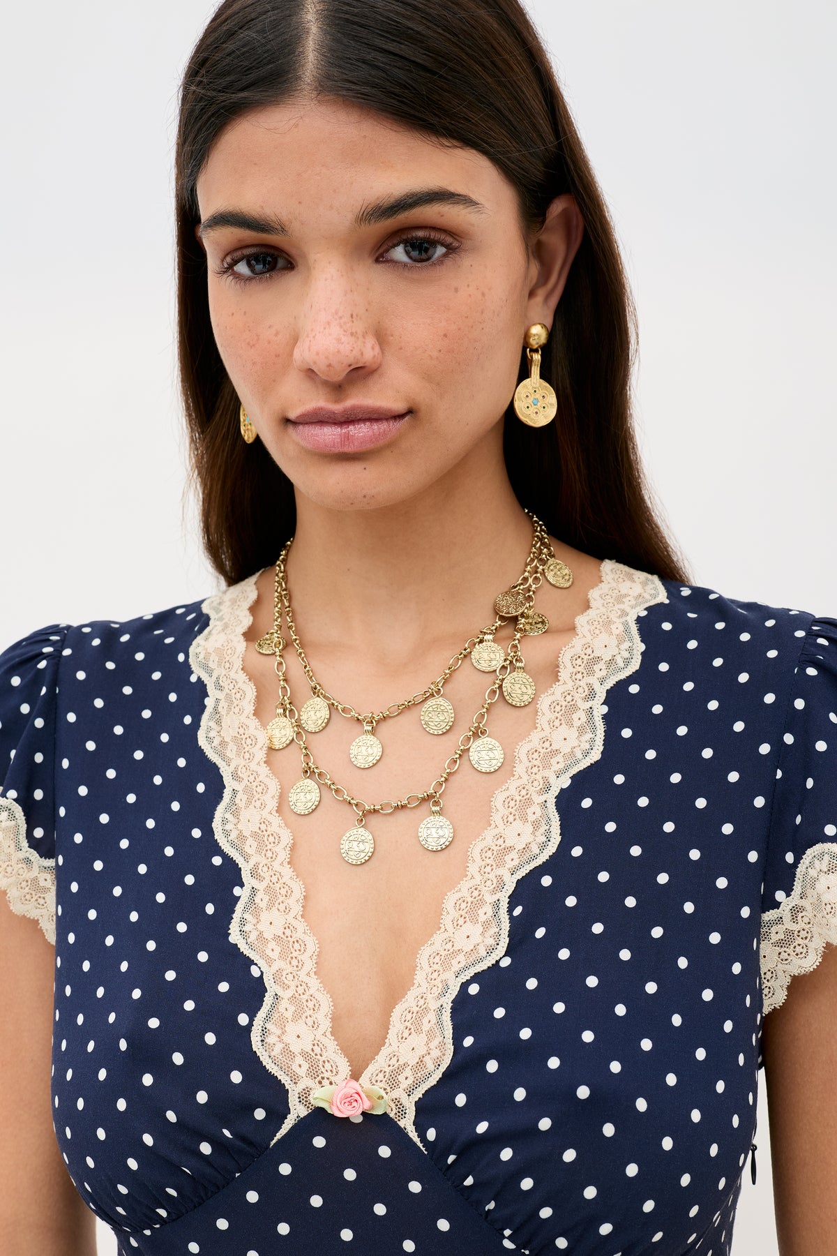 Clarice Midi Dress in Polka Dot Navy | RIXO USA Clarice Midi Dress in Polka Dot Navy | RIXO USA