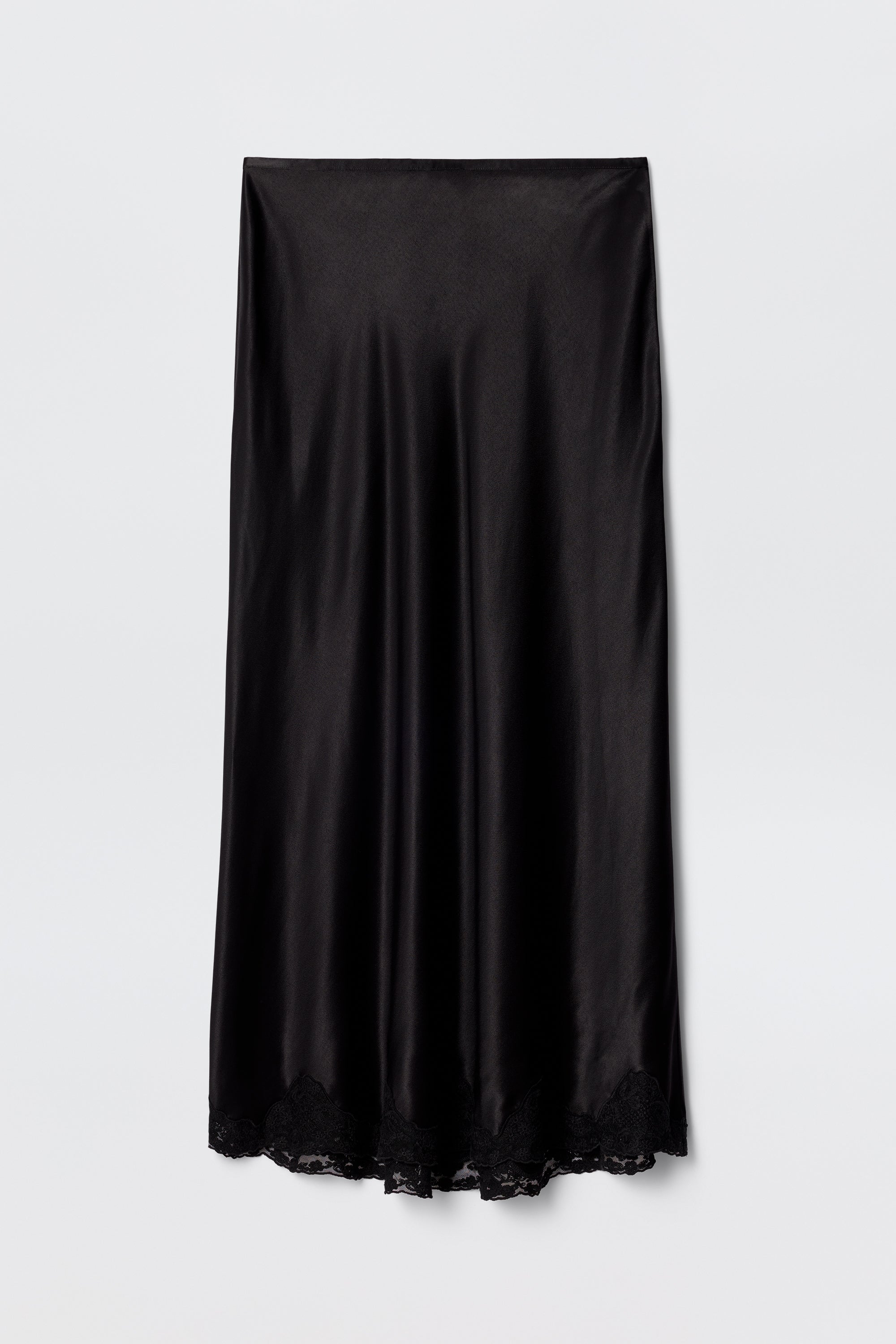 Crystal Satin Midi Skirt in Black | RIXO ⋆