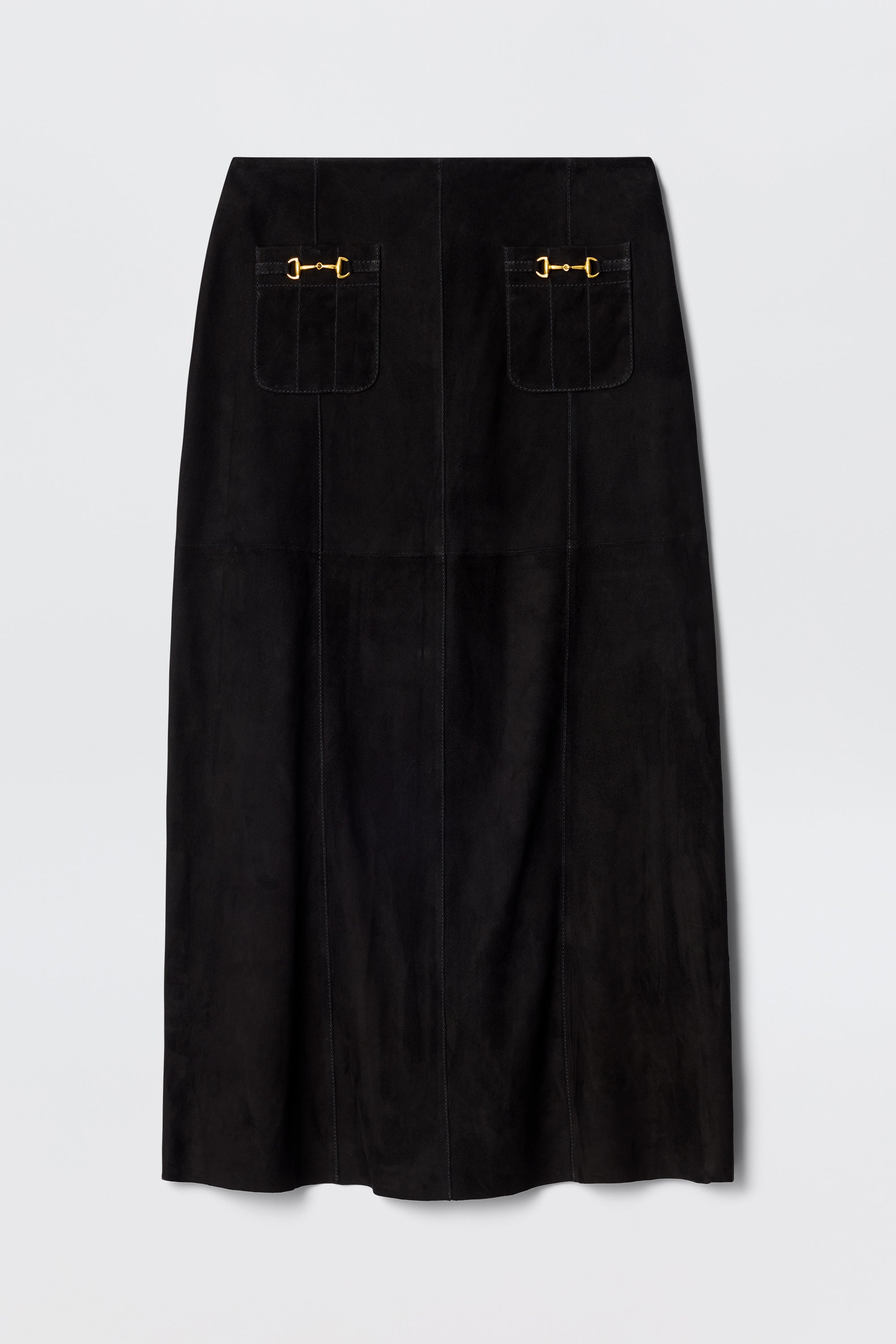 Edwina Suede Midi Skirt in Black | RIXO USA ⋆