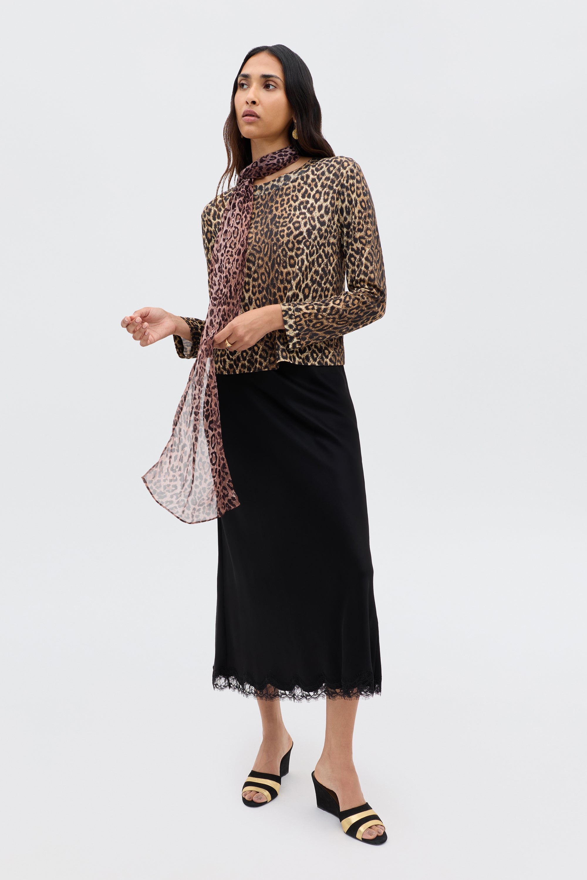 Stassie Satin Midi Skirt in Black | RIXO USA ⋆