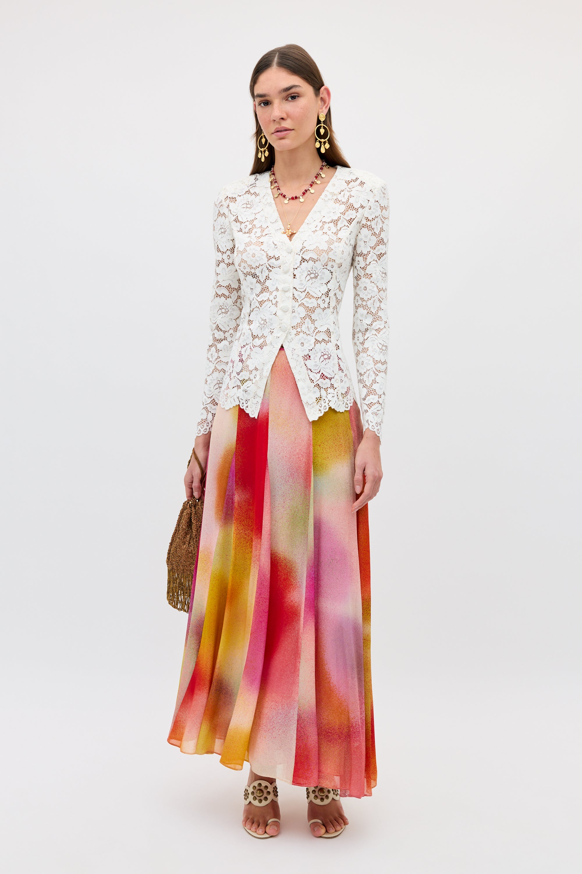 Billy Georgette Midi Skirt in Jessica Alexandra Multi | RIXO ⋆