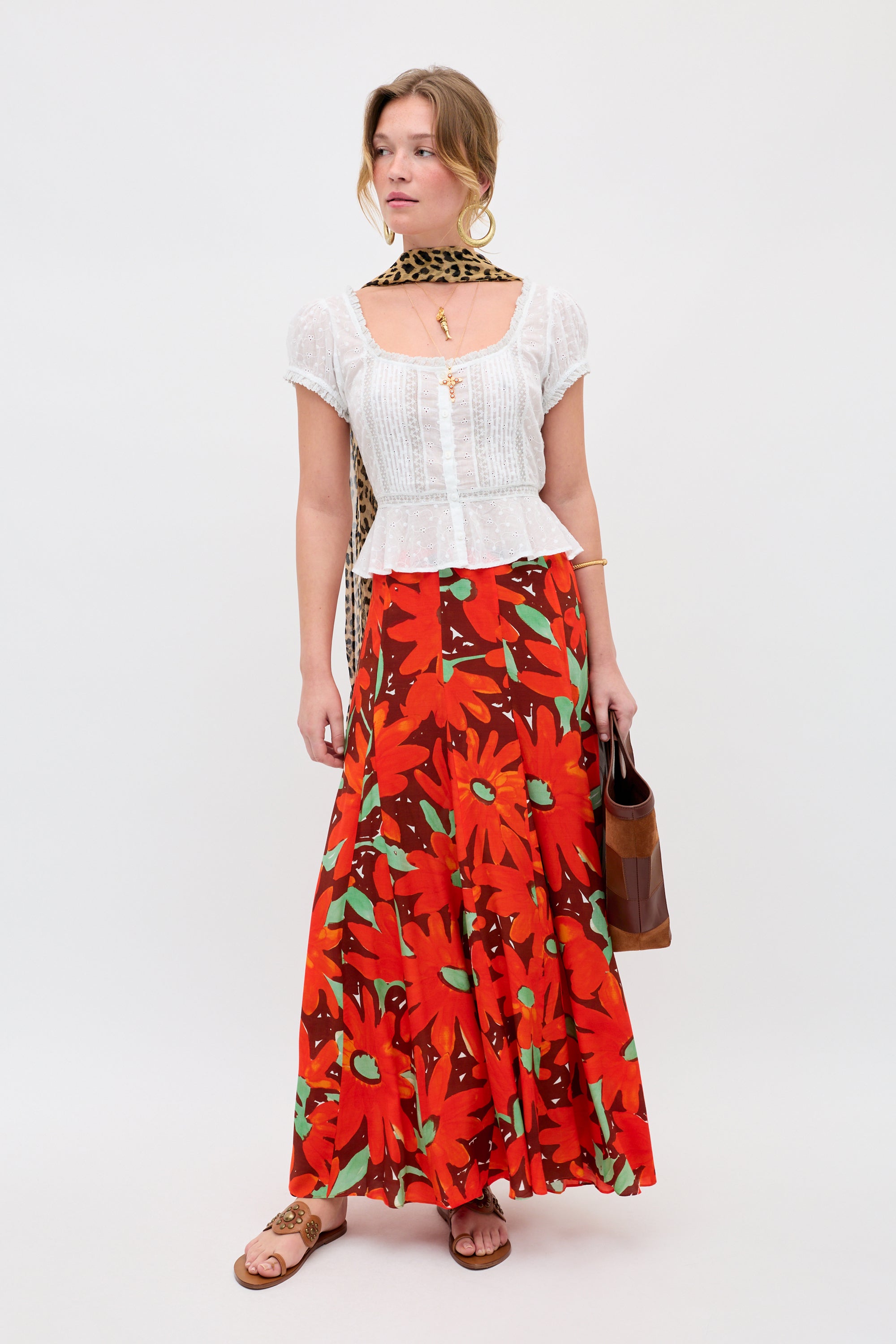 Billy Maxi Skirt in Danish Floral Orange | RIXO Ireland ⋆