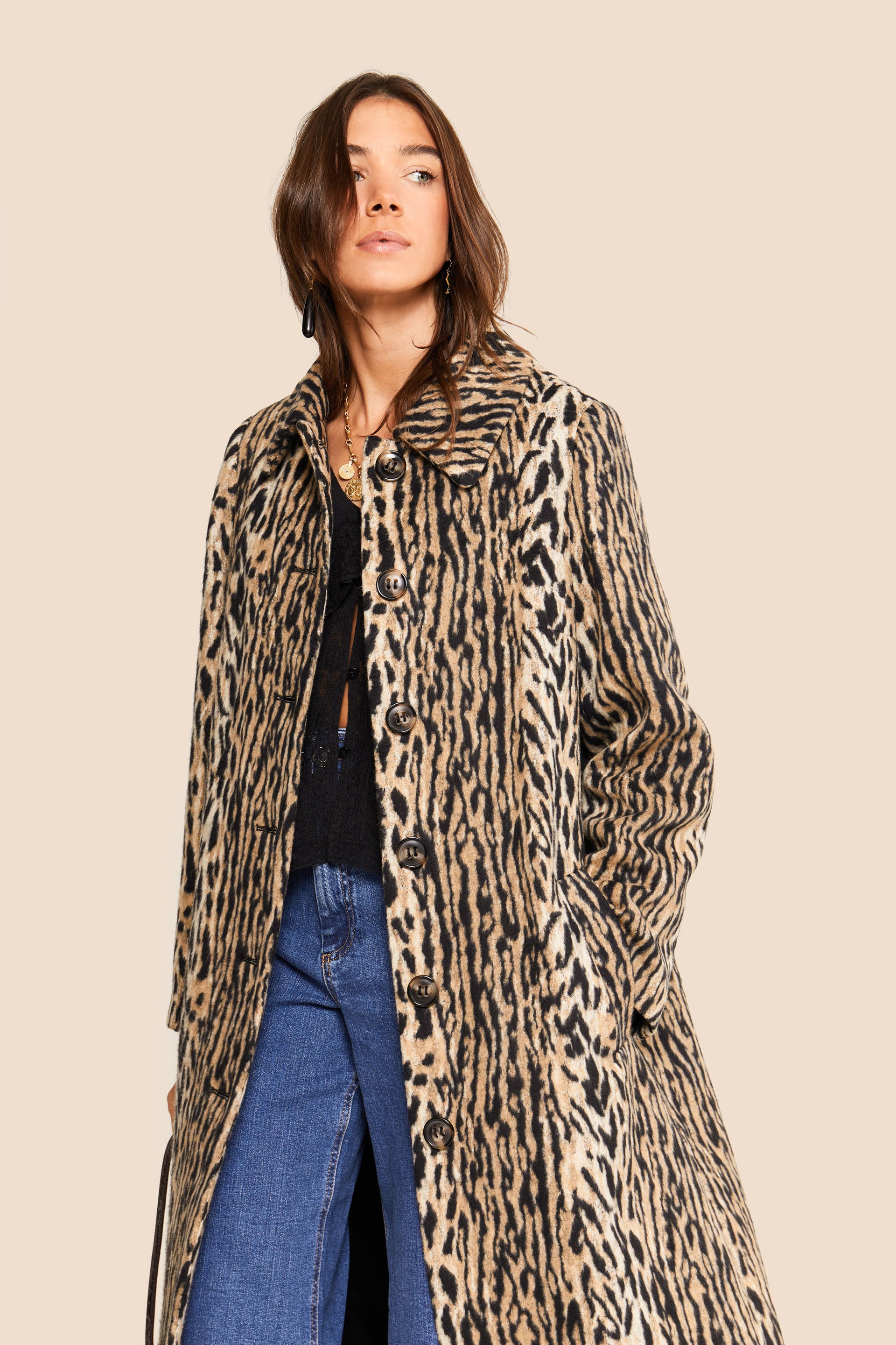 Milly Leopard Coat in Brown Bohemia Leopard