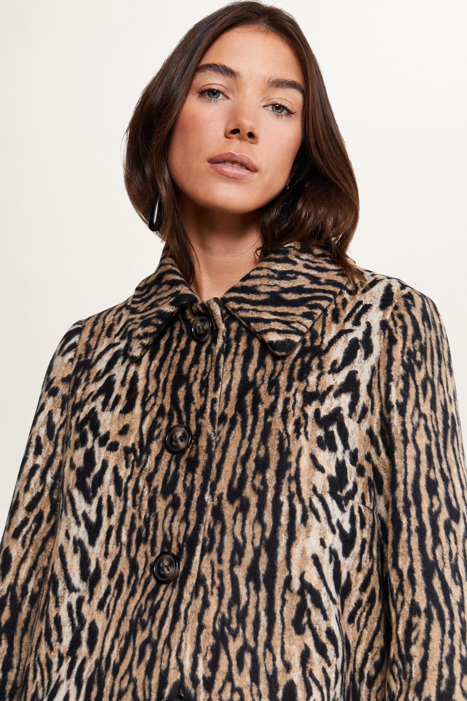 Milly Ruffle Coat Milly Leopard Coat in Brown Bohemia Leopard