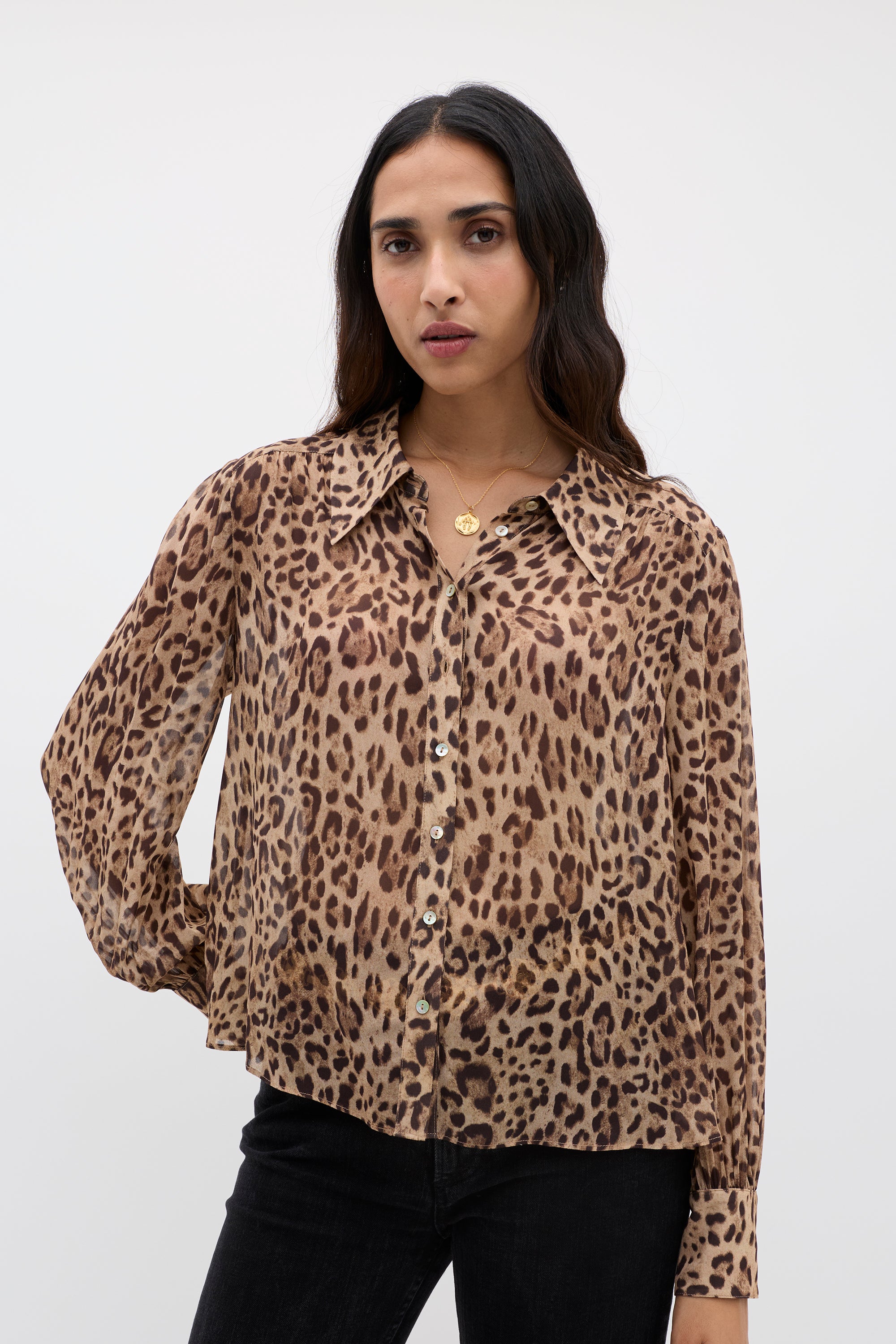 Blake Shirt in Mila Leopard Brown | RIXO ⋆