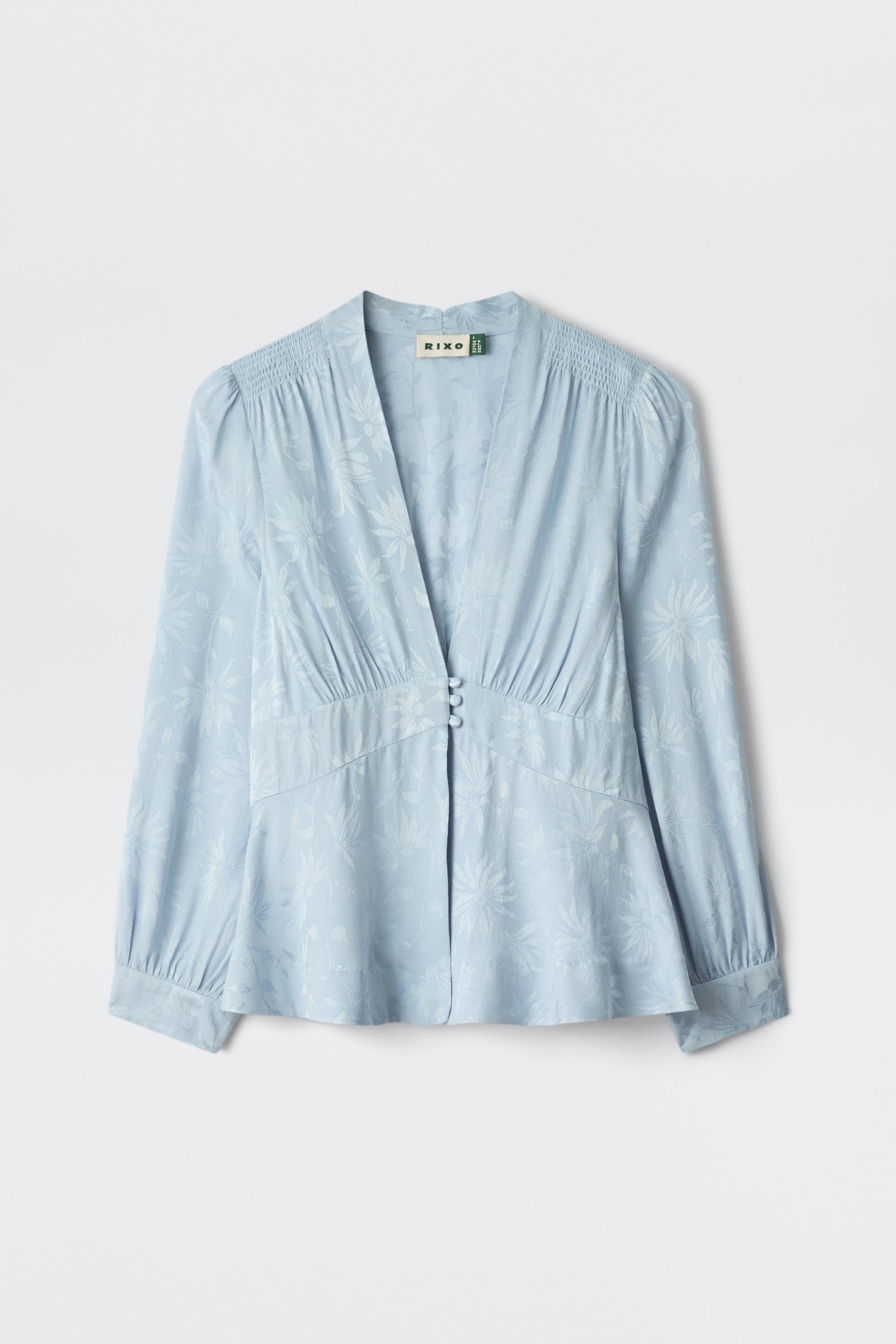 Lea Jacquard Top in Daisy Jacquard Bluebell | RIXO ⋆