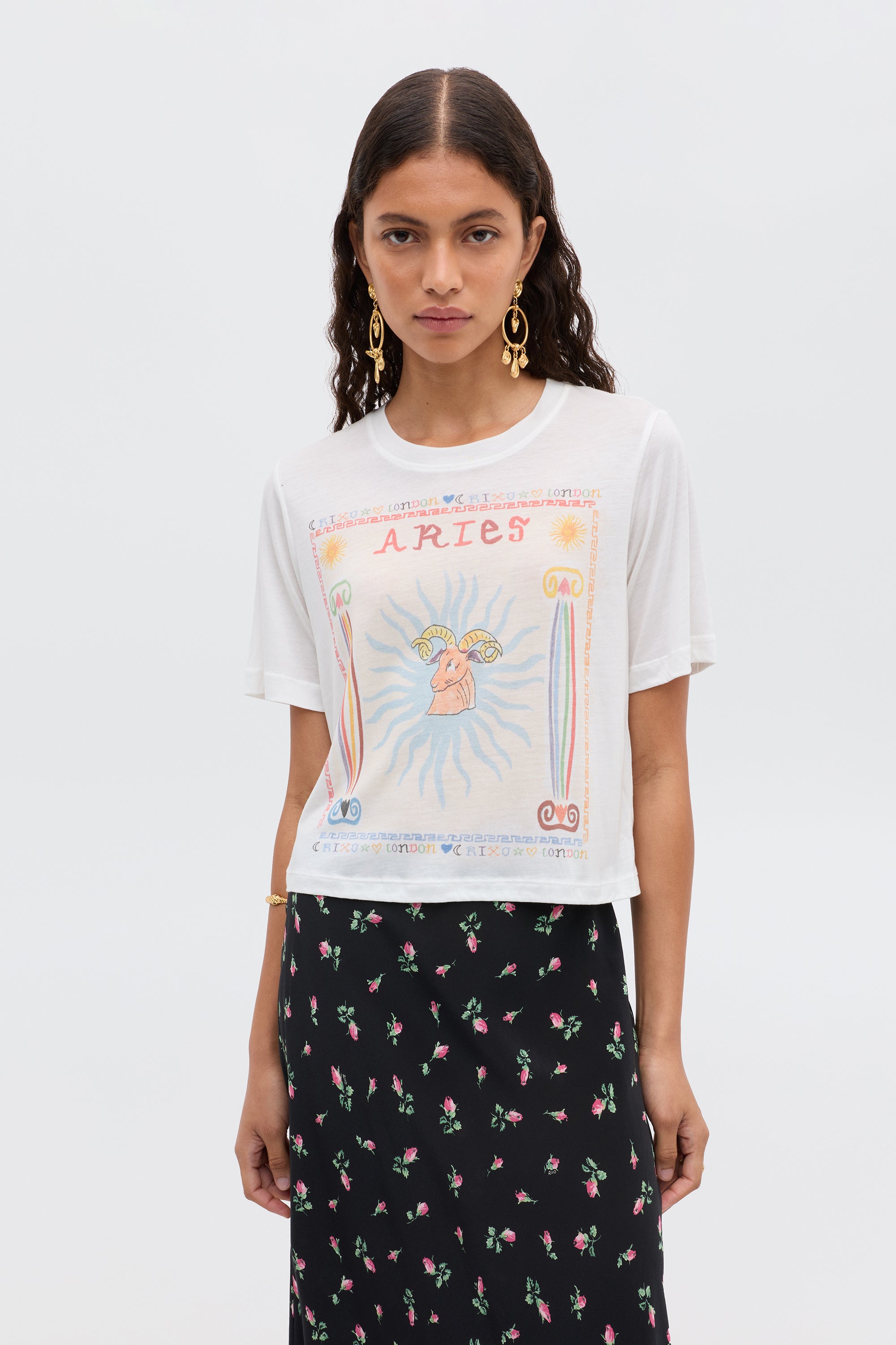 Ria Zodiac T-Shirt in White Aries | RIXO USA ⋆