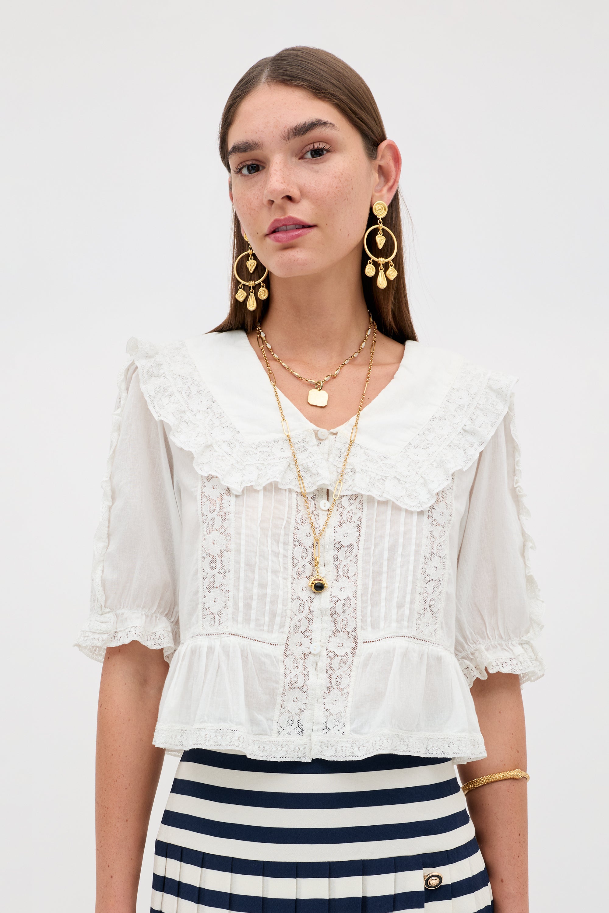 新品タグ付【rehellinen】elbow pk blouse/cotton | ヤマダウェブコム
