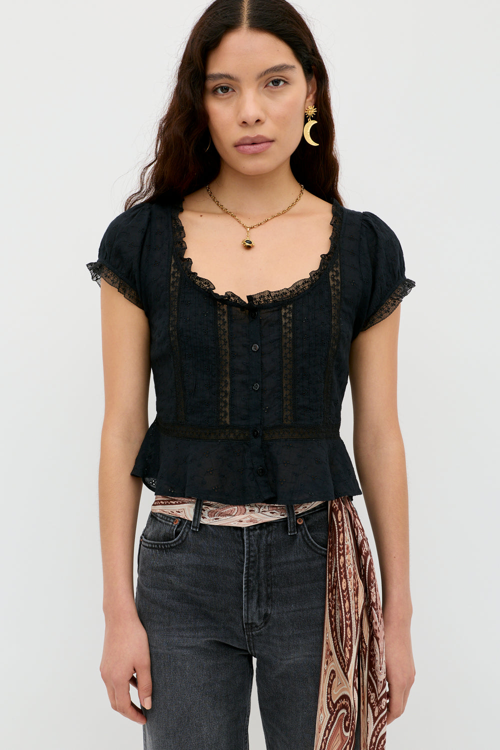 Sandi Cotton Top in Black | RIXO ⋆